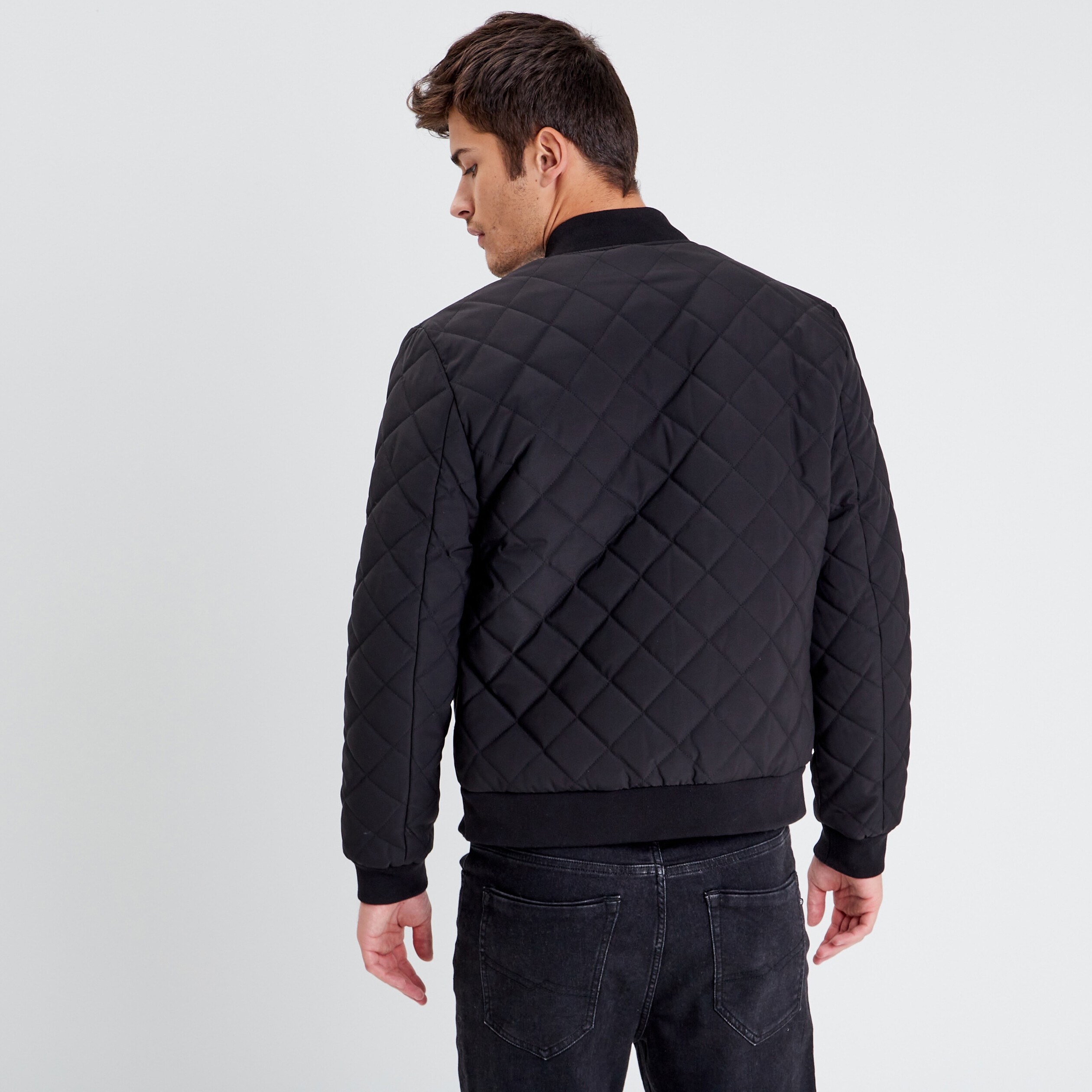 Veste bomber droite matelass e noir homme