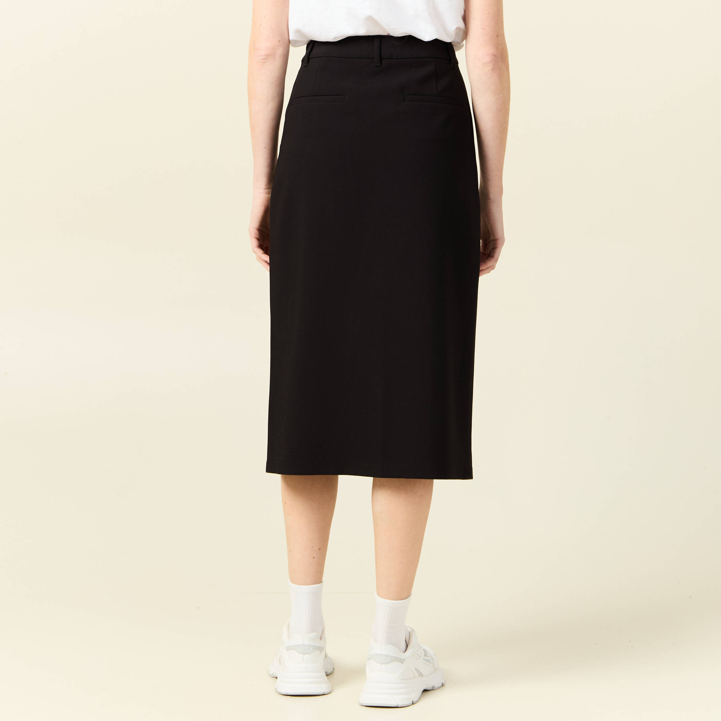 jupe midi droite fendue noir femme Jupe midi droite fendue noir femme