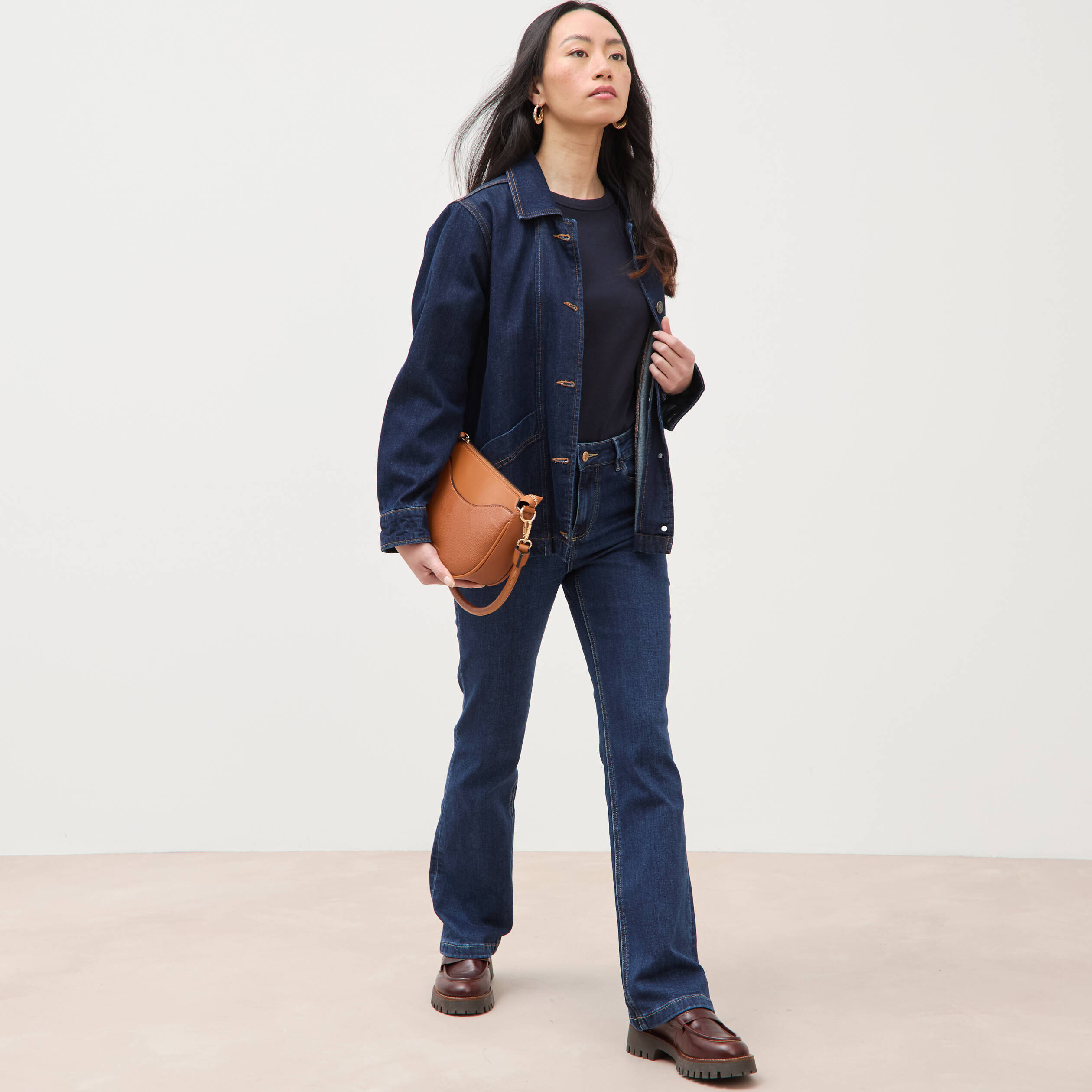 Jeans bootcut denim brut femme