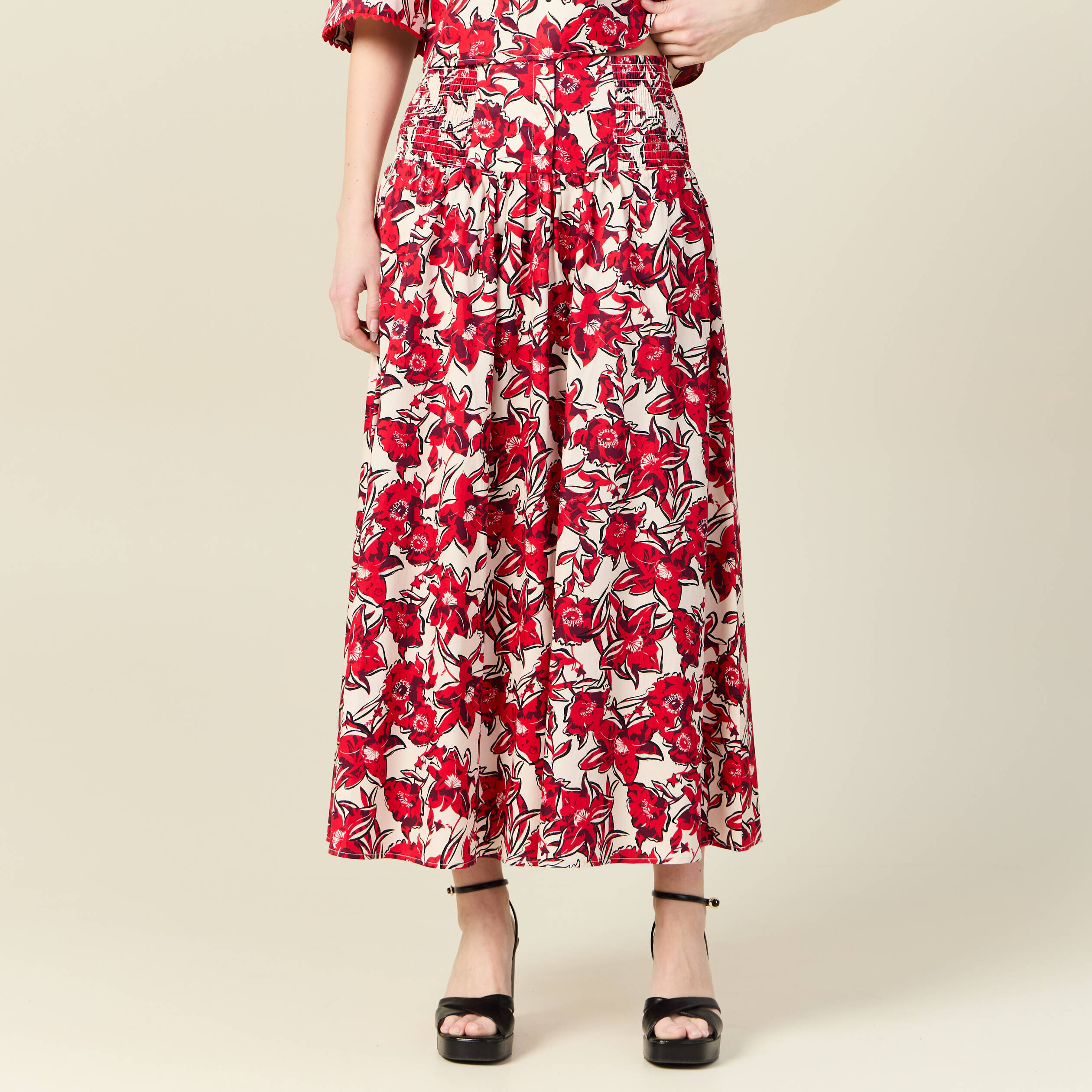jupe longue evasee rouge femme Jupe longue évasée rouge femme