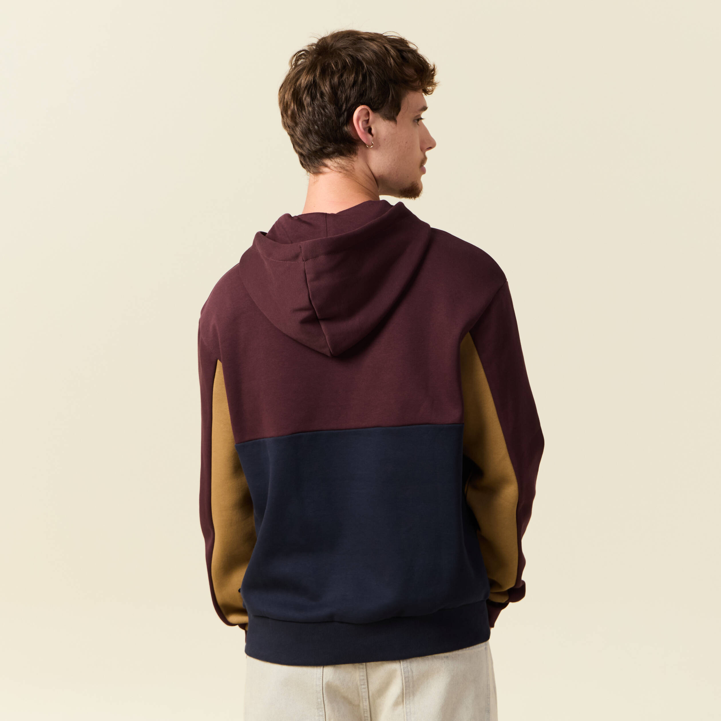 Sweat &agrave; capuche manches longues bordeaux homme