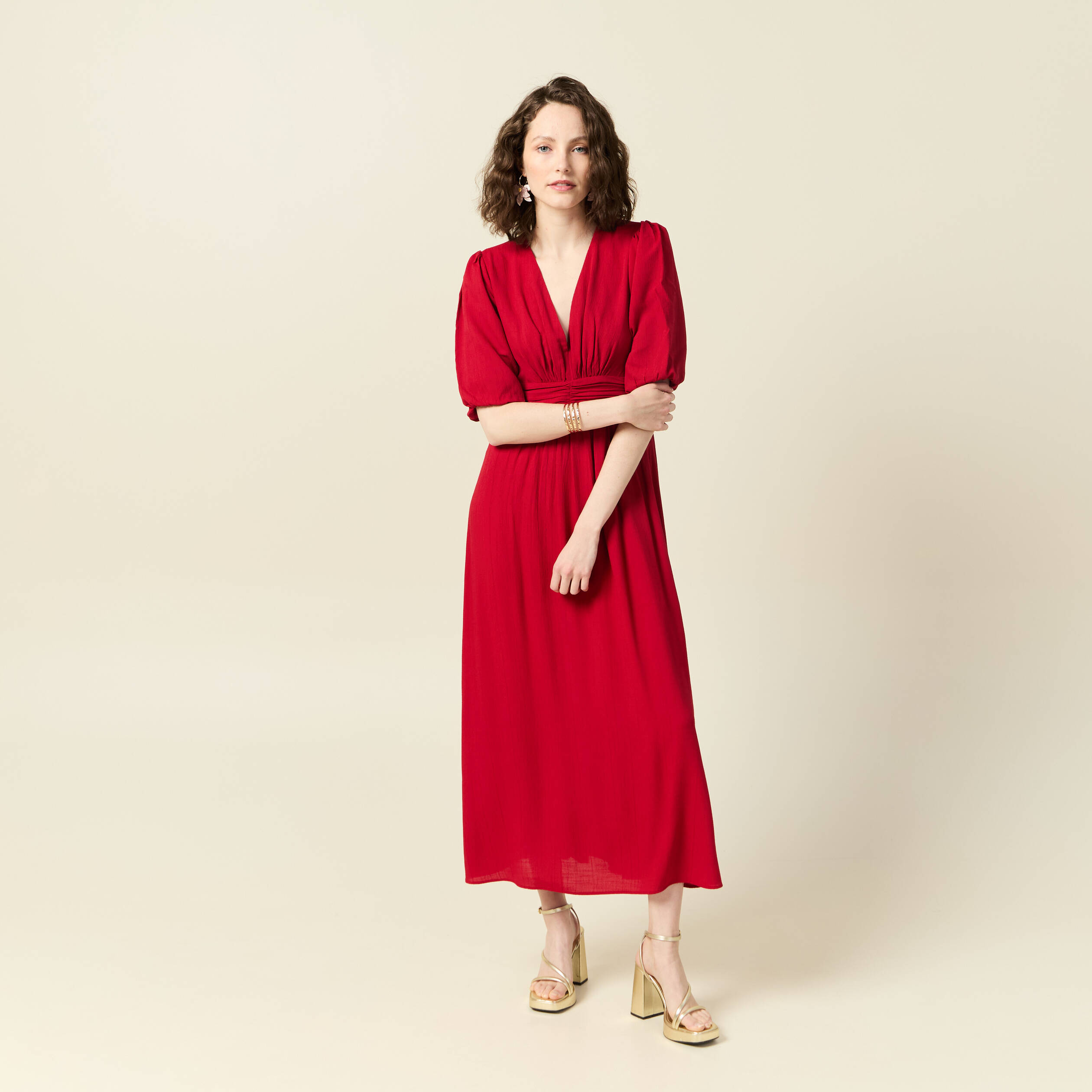 robe longue evasee rouge fonce femme Robe longue évasée rouge foncé femme