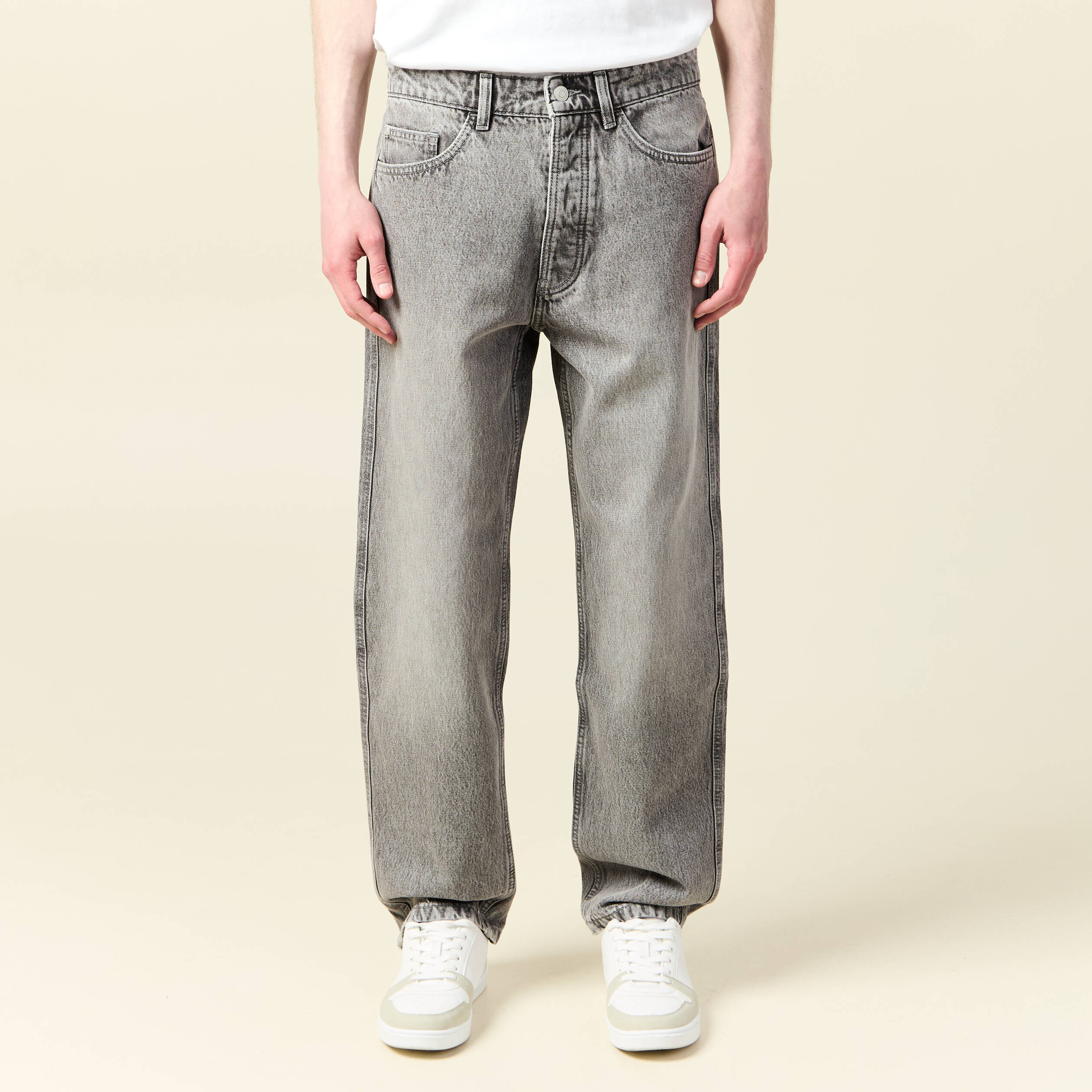 Jeans large relaxed denim gris homme