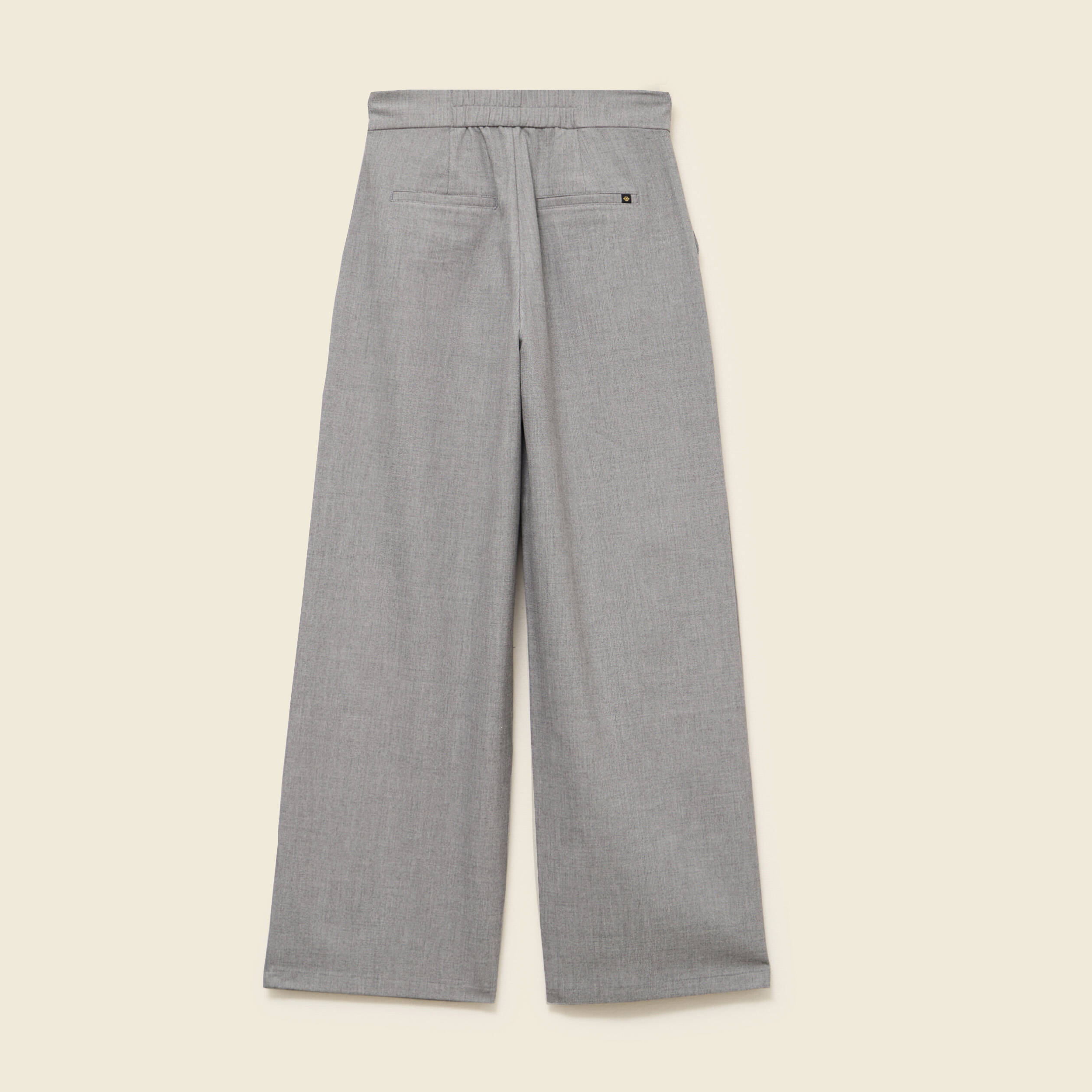 Pantalon large taille haute fluide gris femme