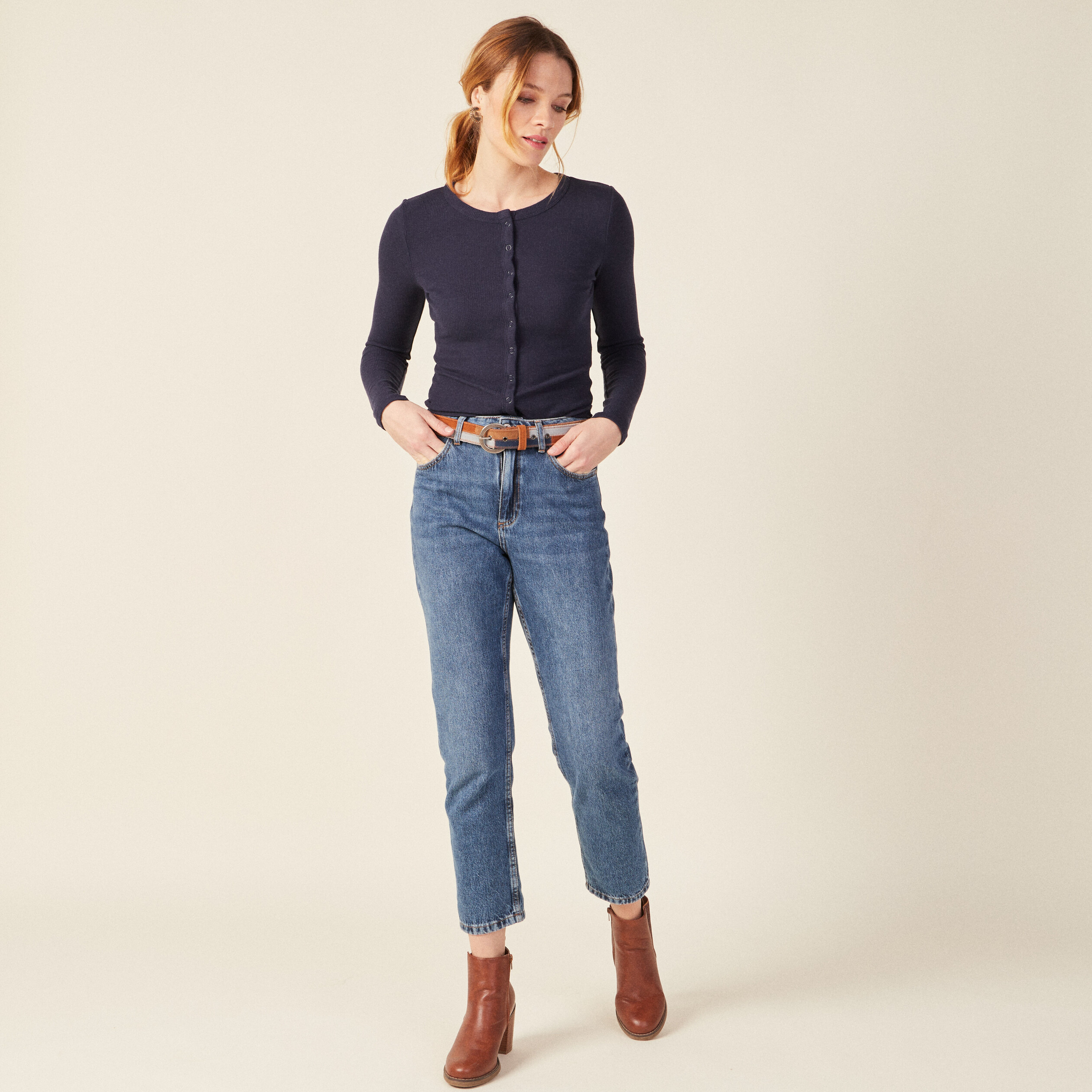 t shirt manches longues bleu marine femme T-shirt manches longues bleu marine femme