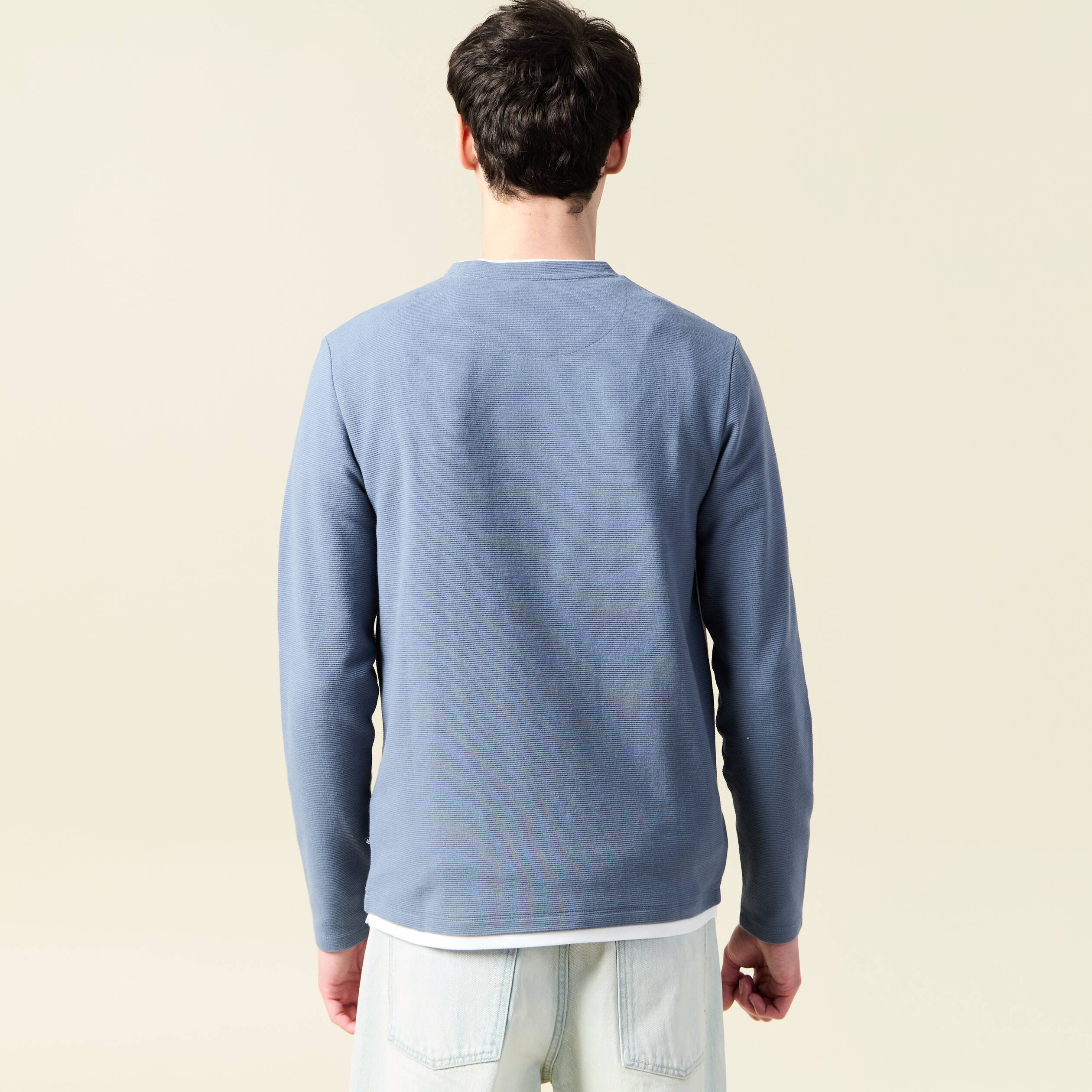t shirt manches longues bleu fonce homme T-shirt manches longues bleu foncé homme