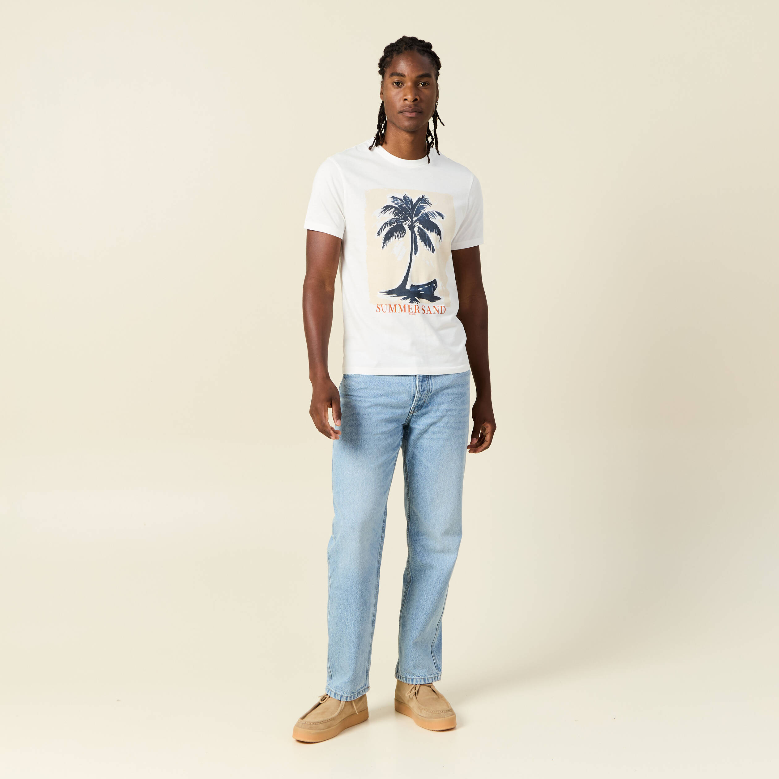 t shirt manches courtes ecru homme T-shirt manches courtes ecru homme