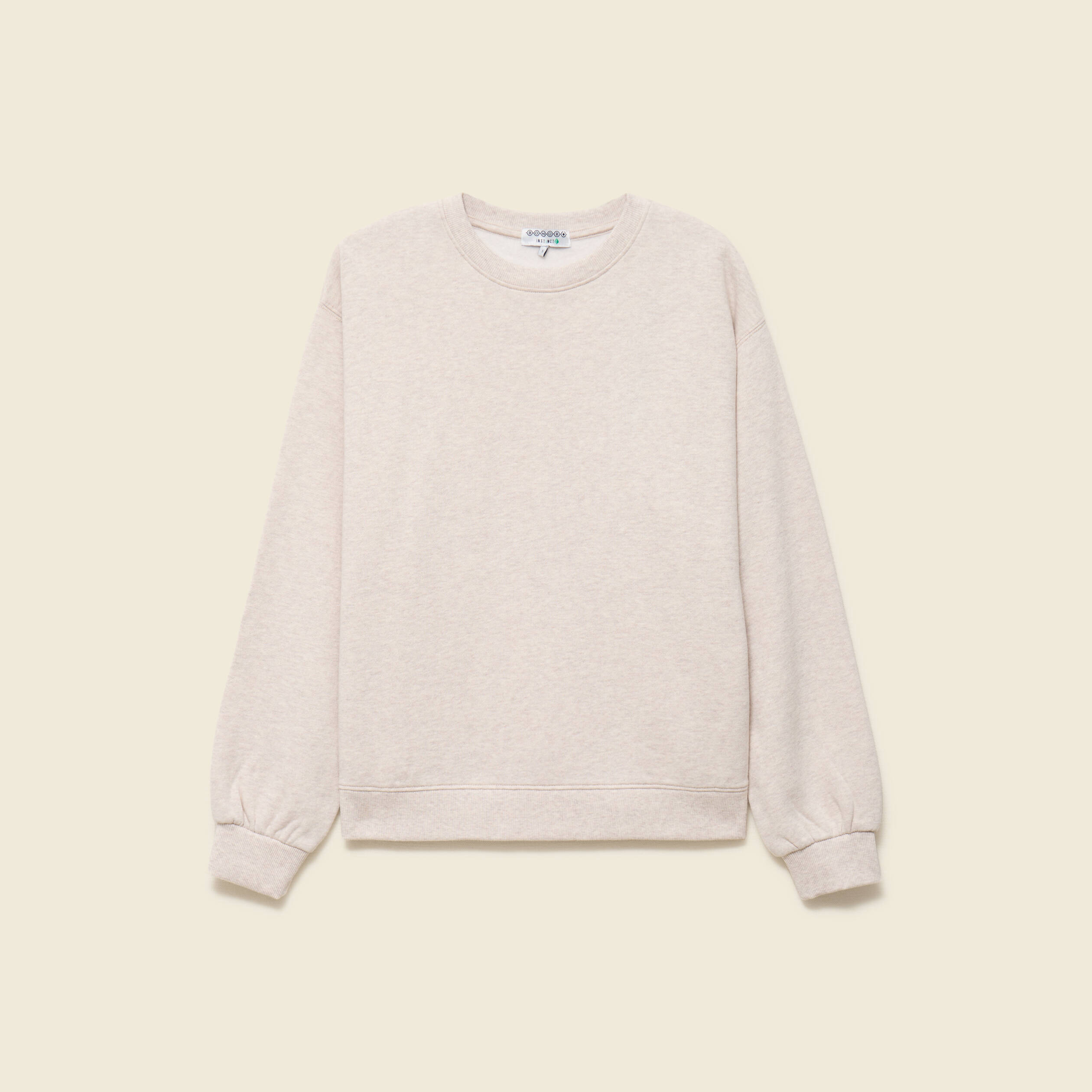 Sweat droit manches longues beige femme
