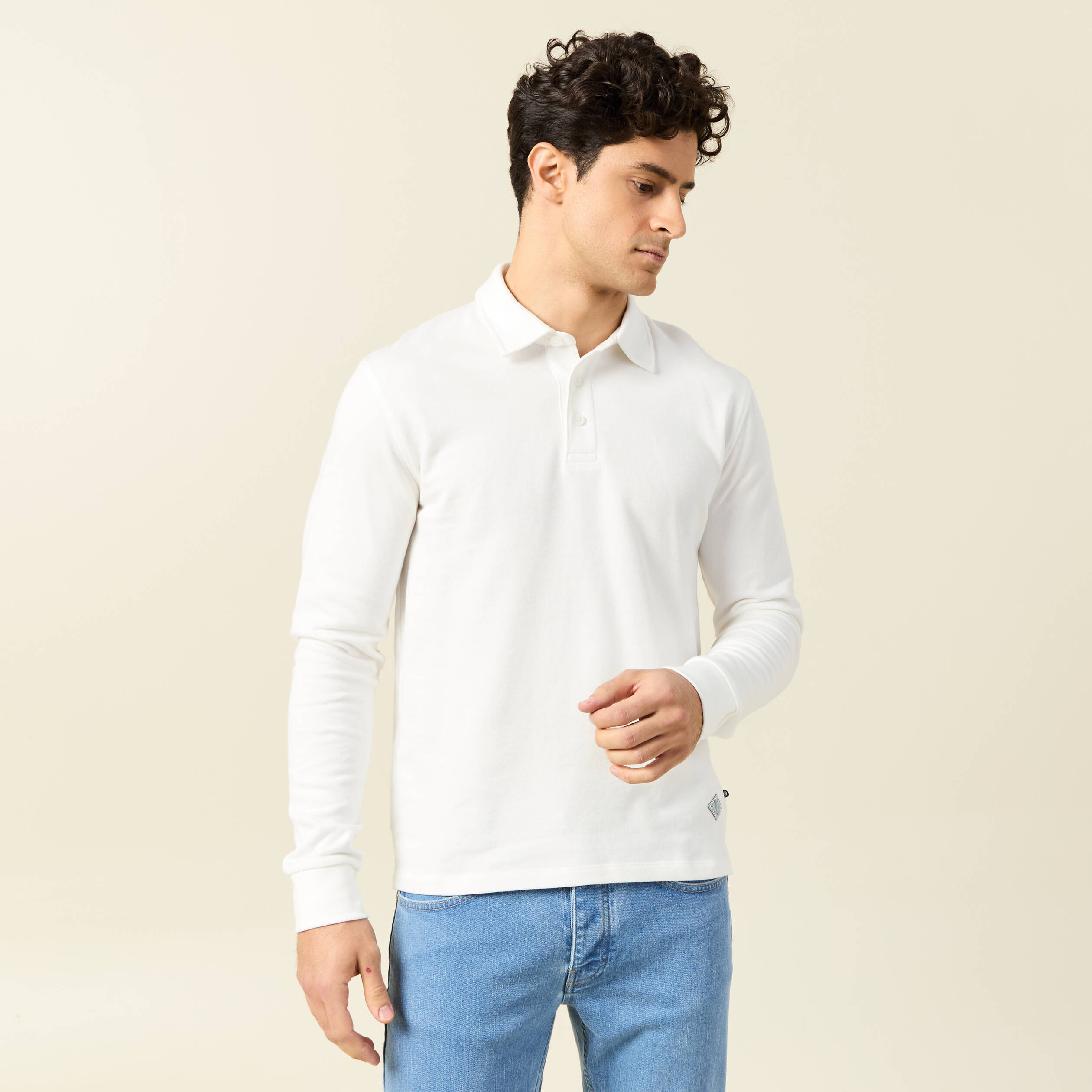 polo manches longues ecru homme Polo manches longues ecru homme