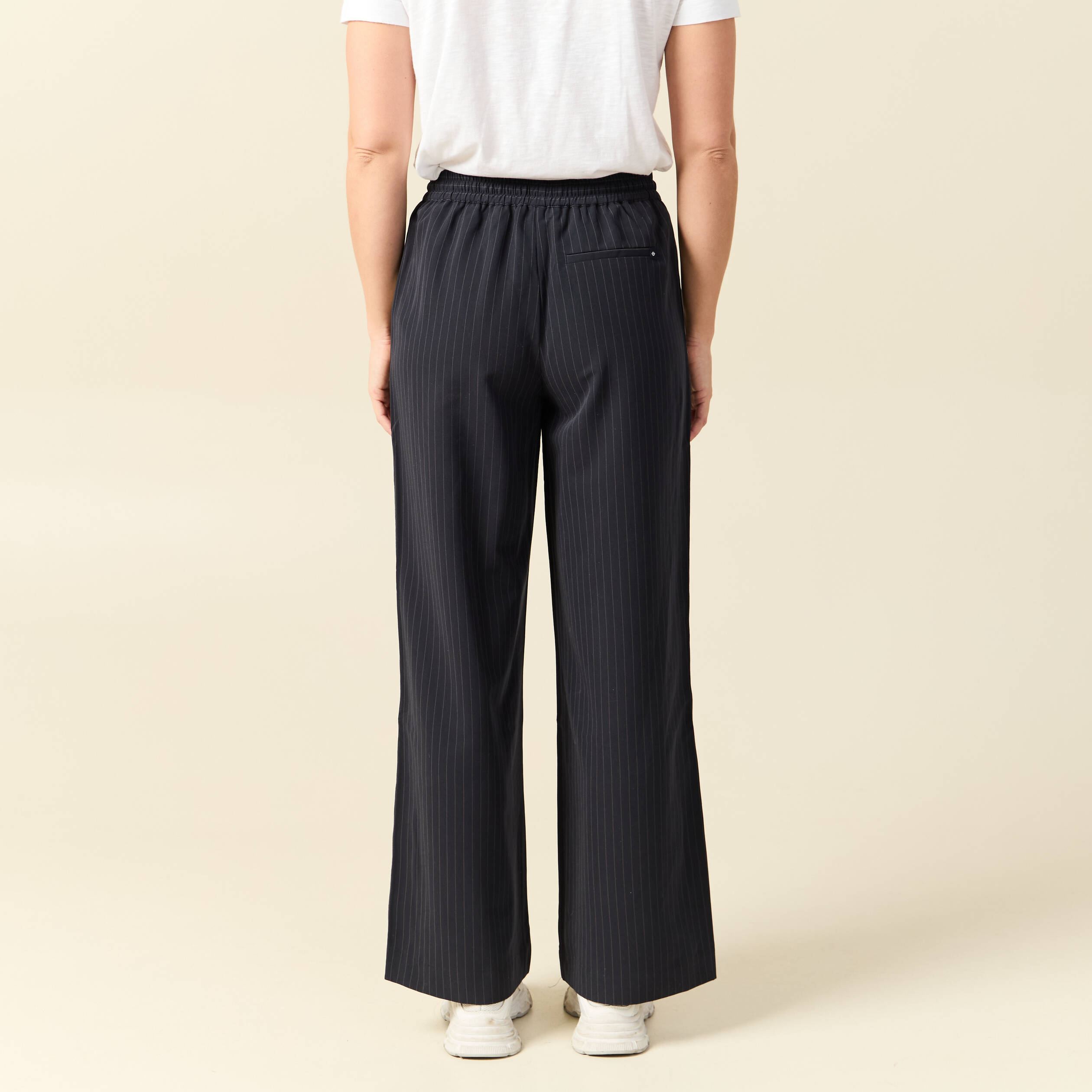 Pantalon taille haute bleu marine femme
