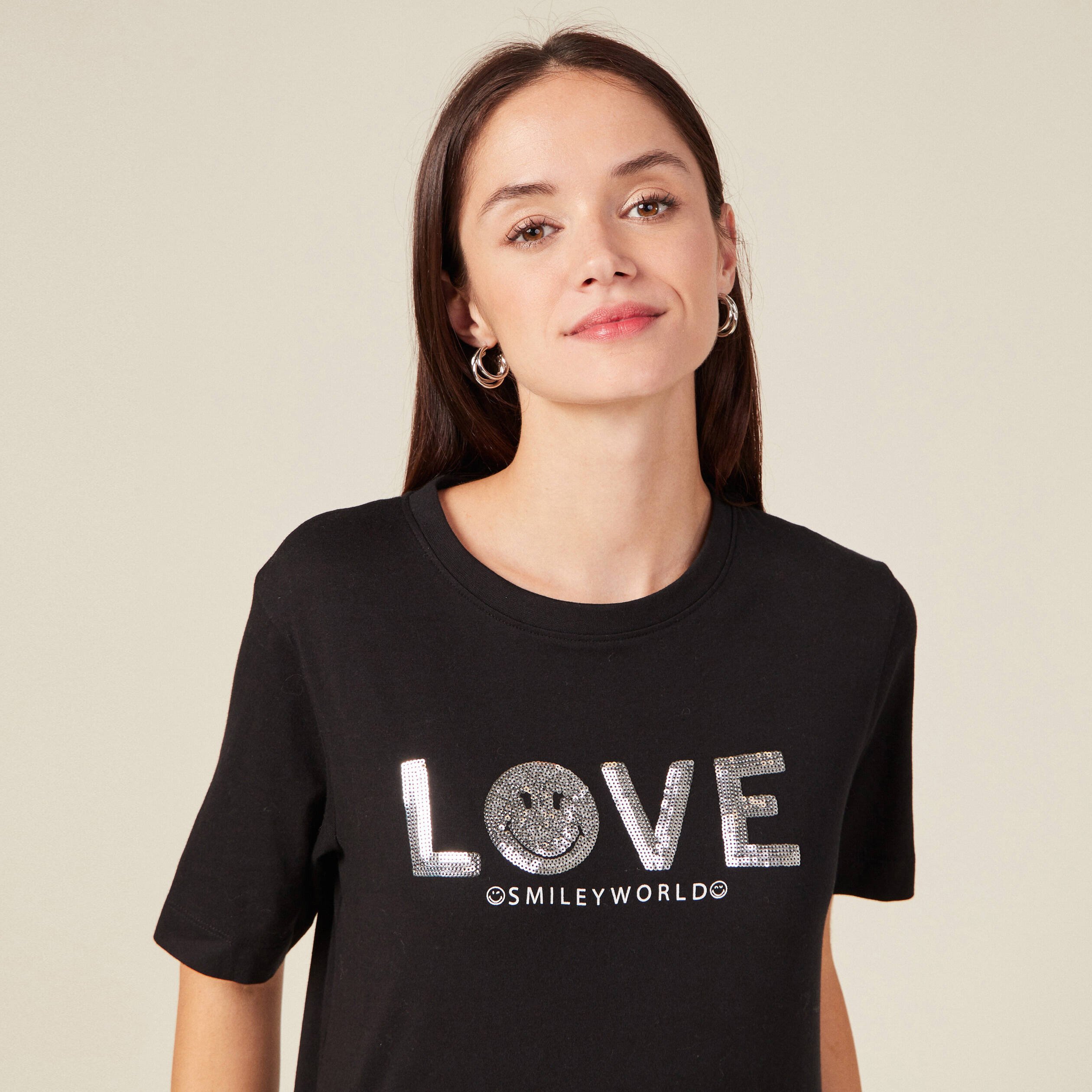 T-shirt SmileyWorld noir femme