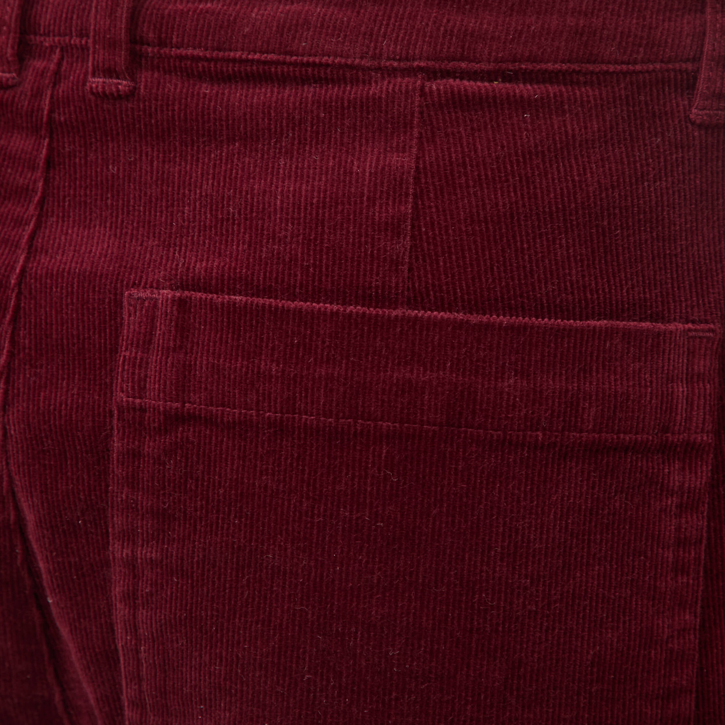 Pantalon flare taille haute en velours bordeaux femme