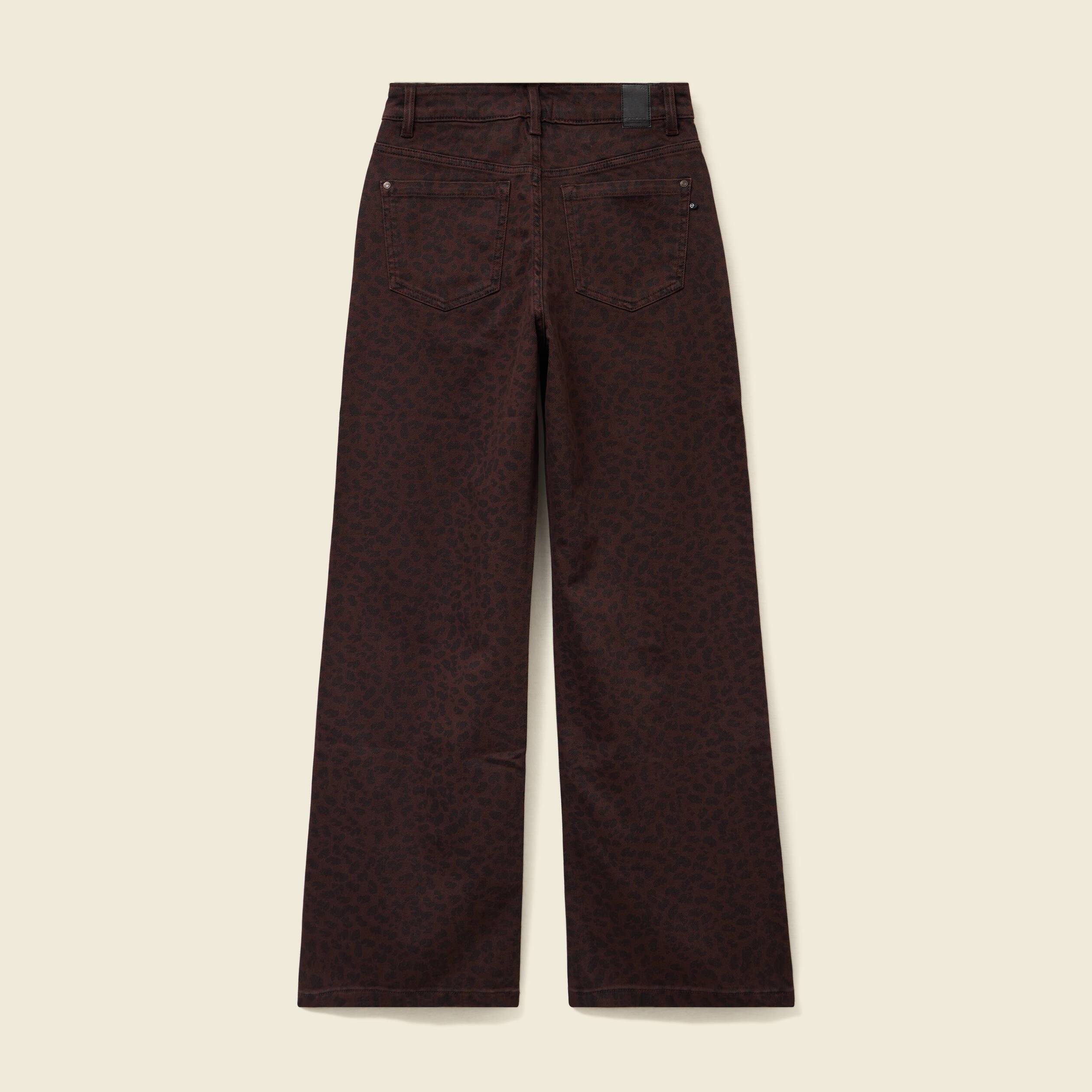 pantalon large taille haute en jeans marron cognac femme Pantalon large taille haute en jeans marron cognac femme