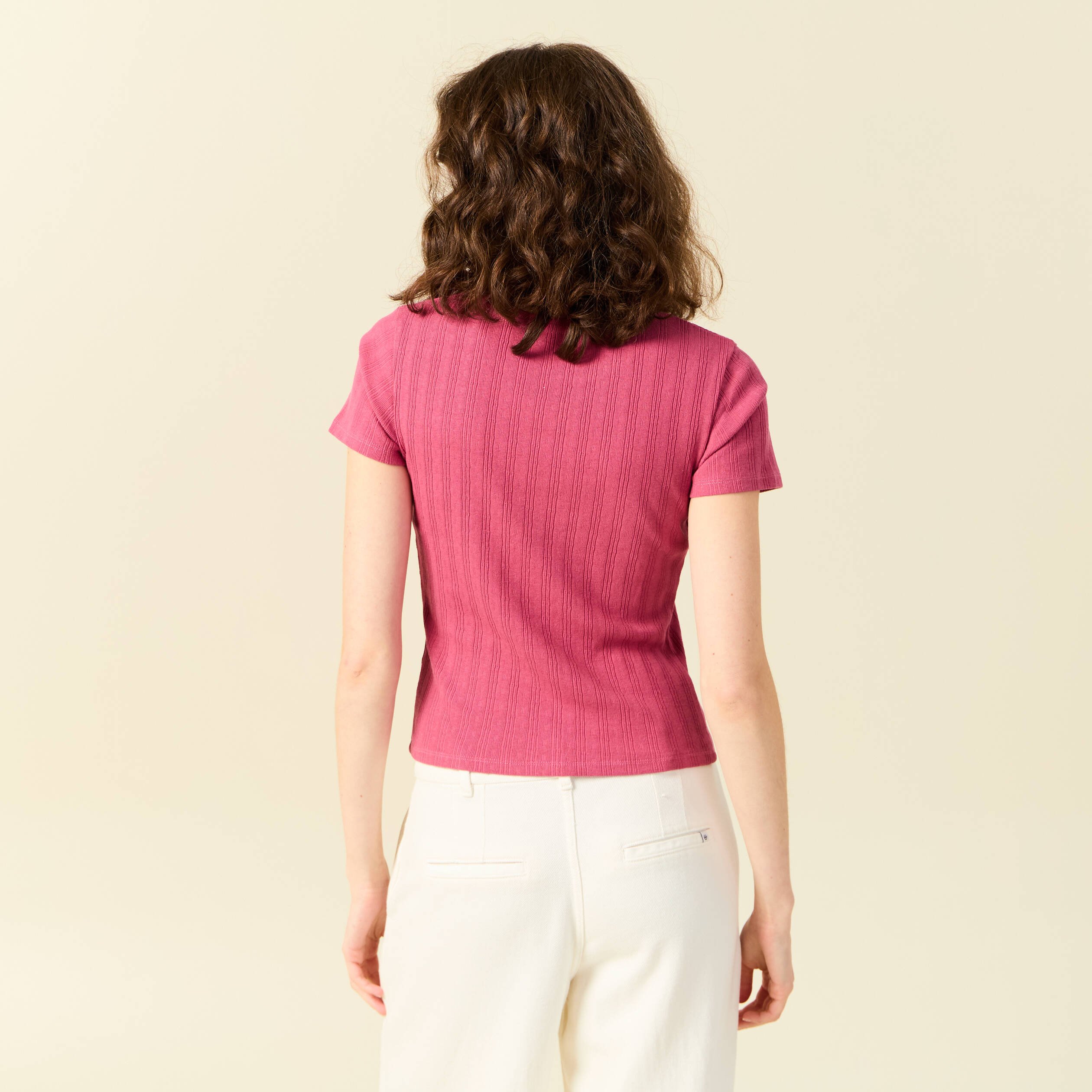 T-shirt manches courtes vieux rose femme