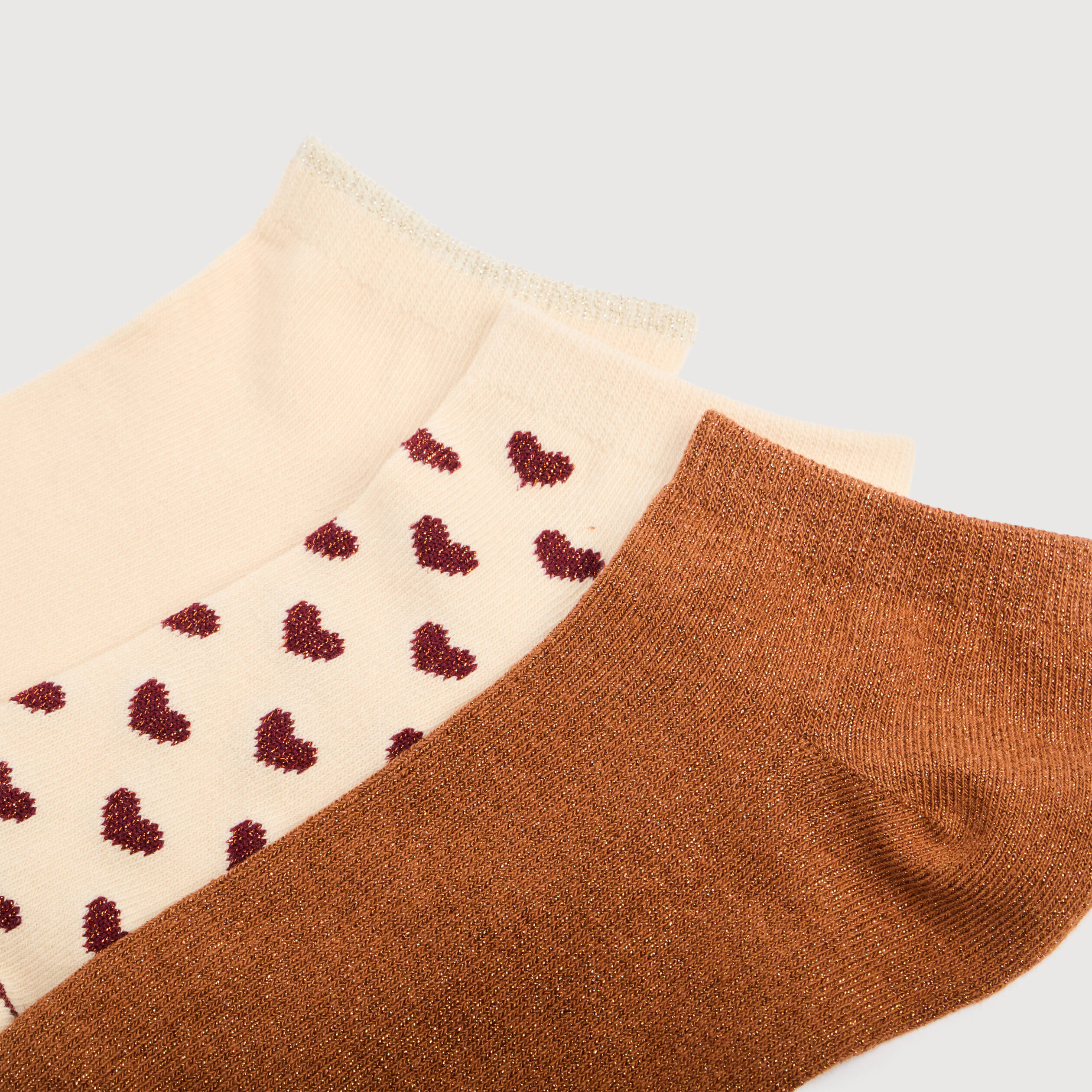 Lot de 3 paires de chaussettes marron cognac femme