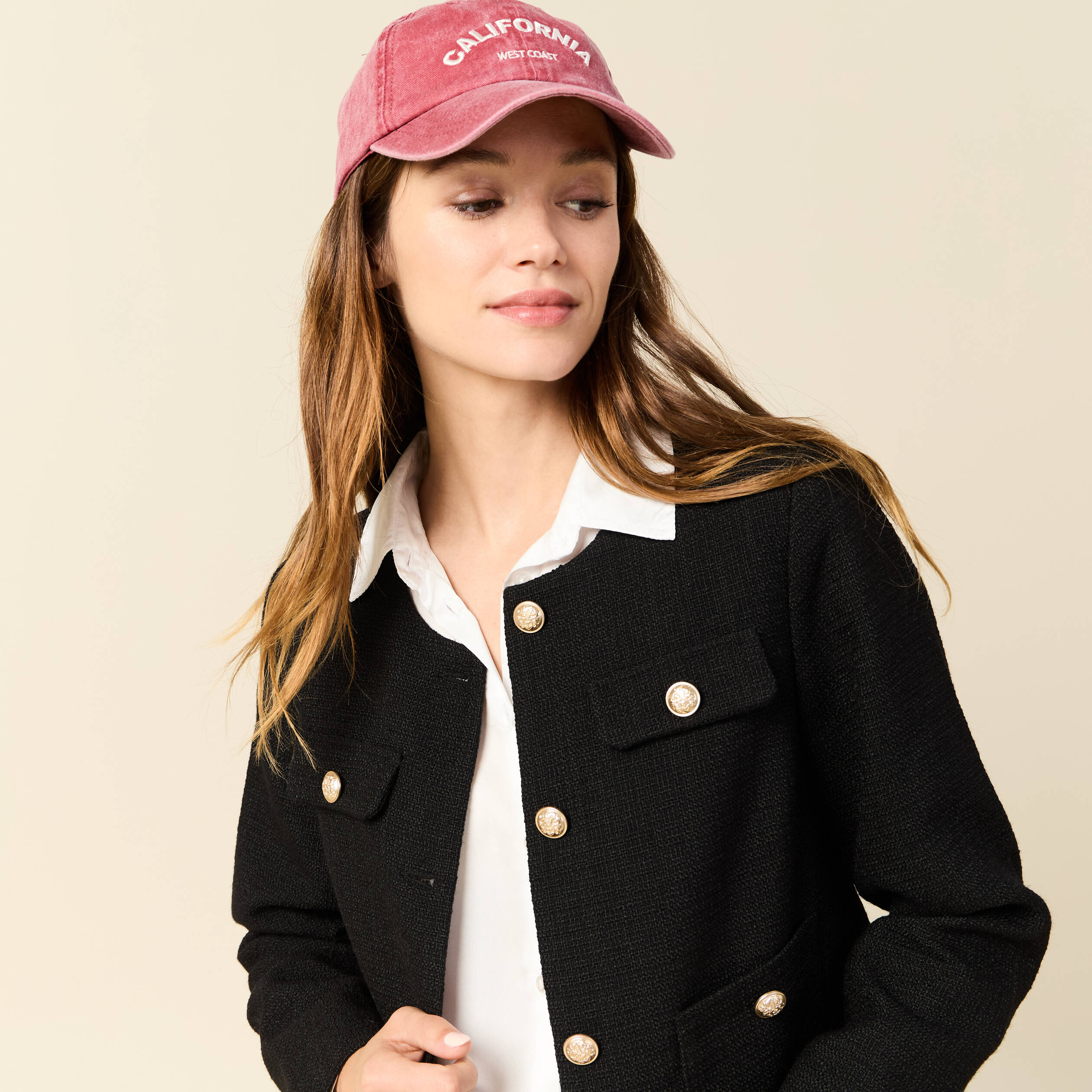 veste tweed boutonnee noir femme Veste tweed boutonnée noir femme