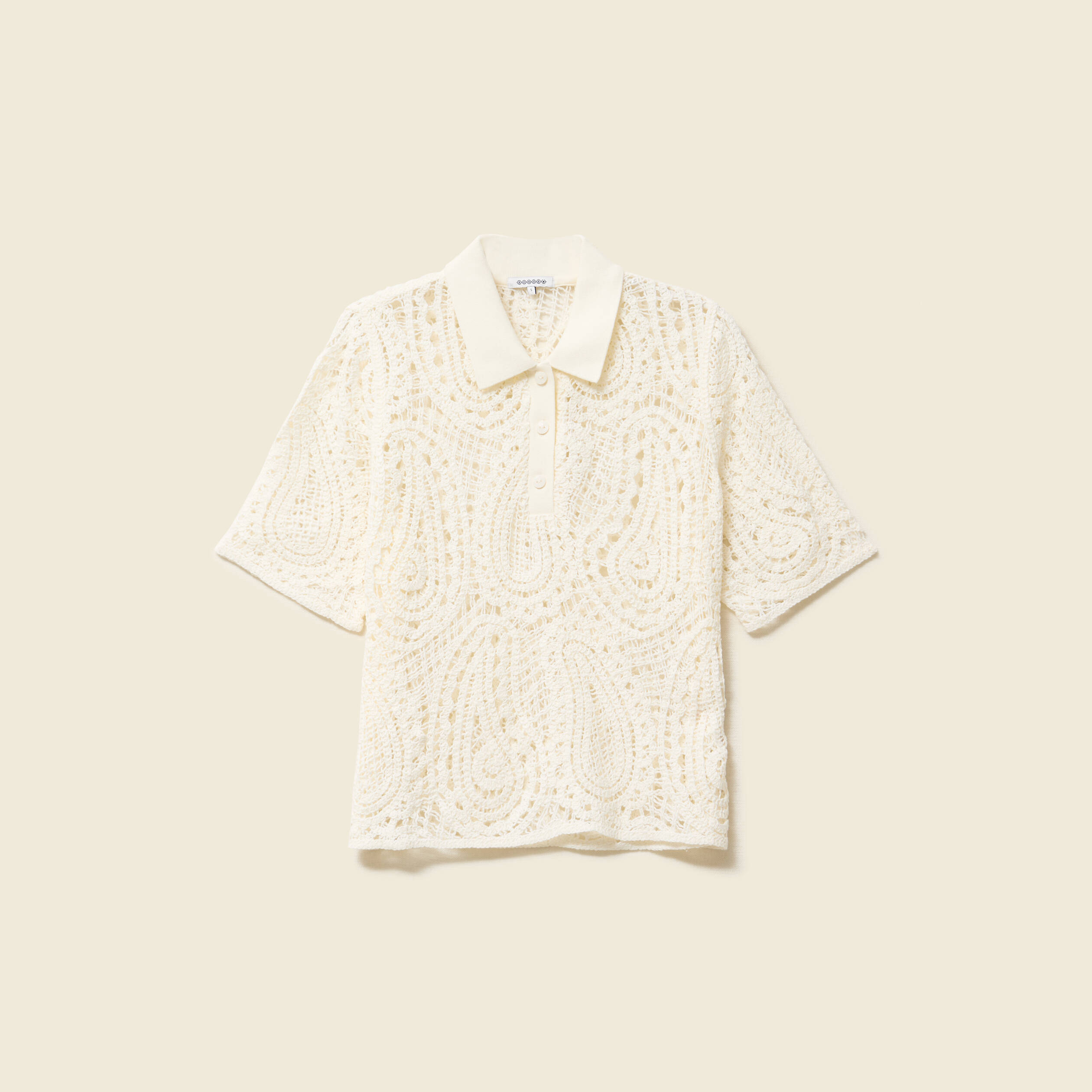 Polo coupe droite manches courtes ivoire femme