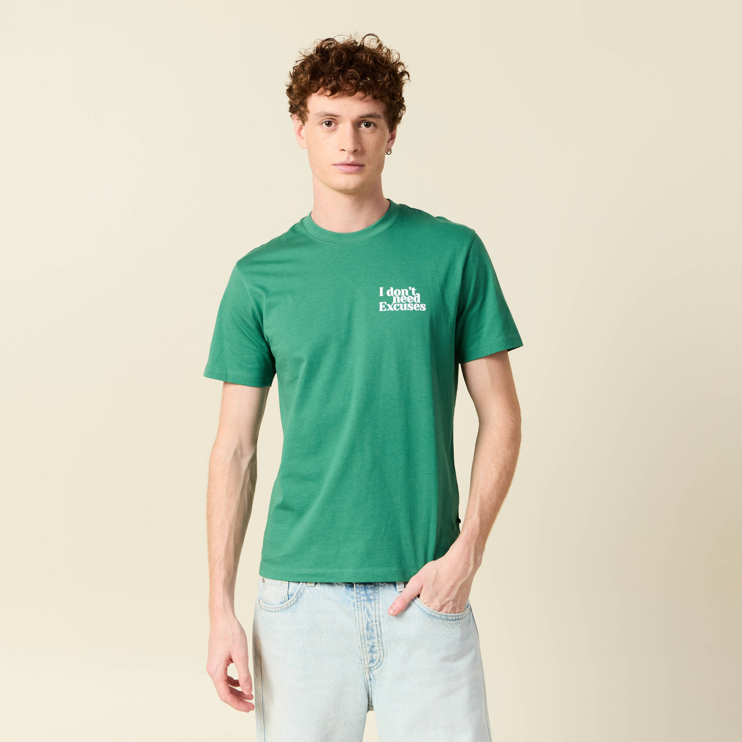 T-shirt en coton vert homme Bonobo