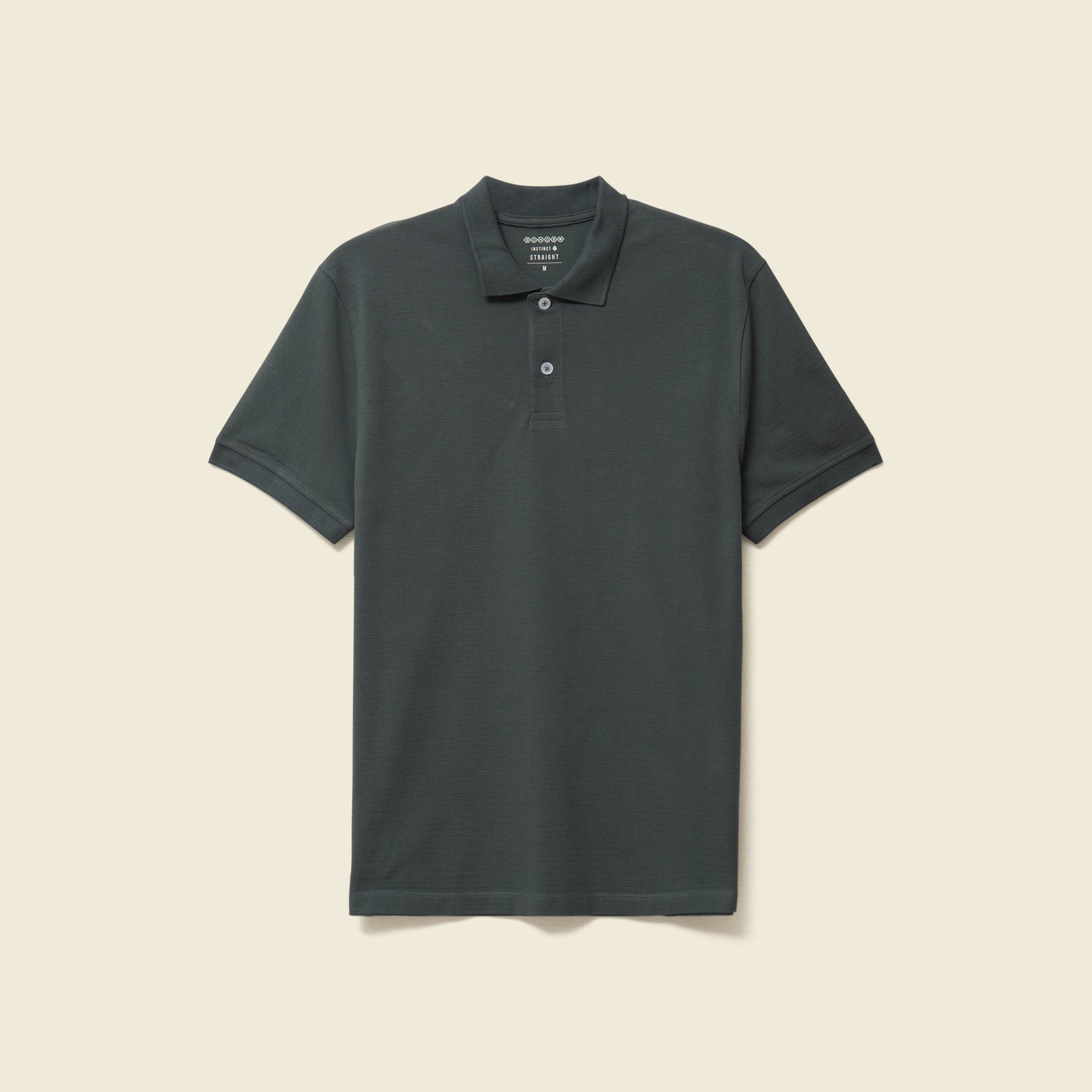 Polo cintr&eacute; en coton manches courtes vert kaki homme