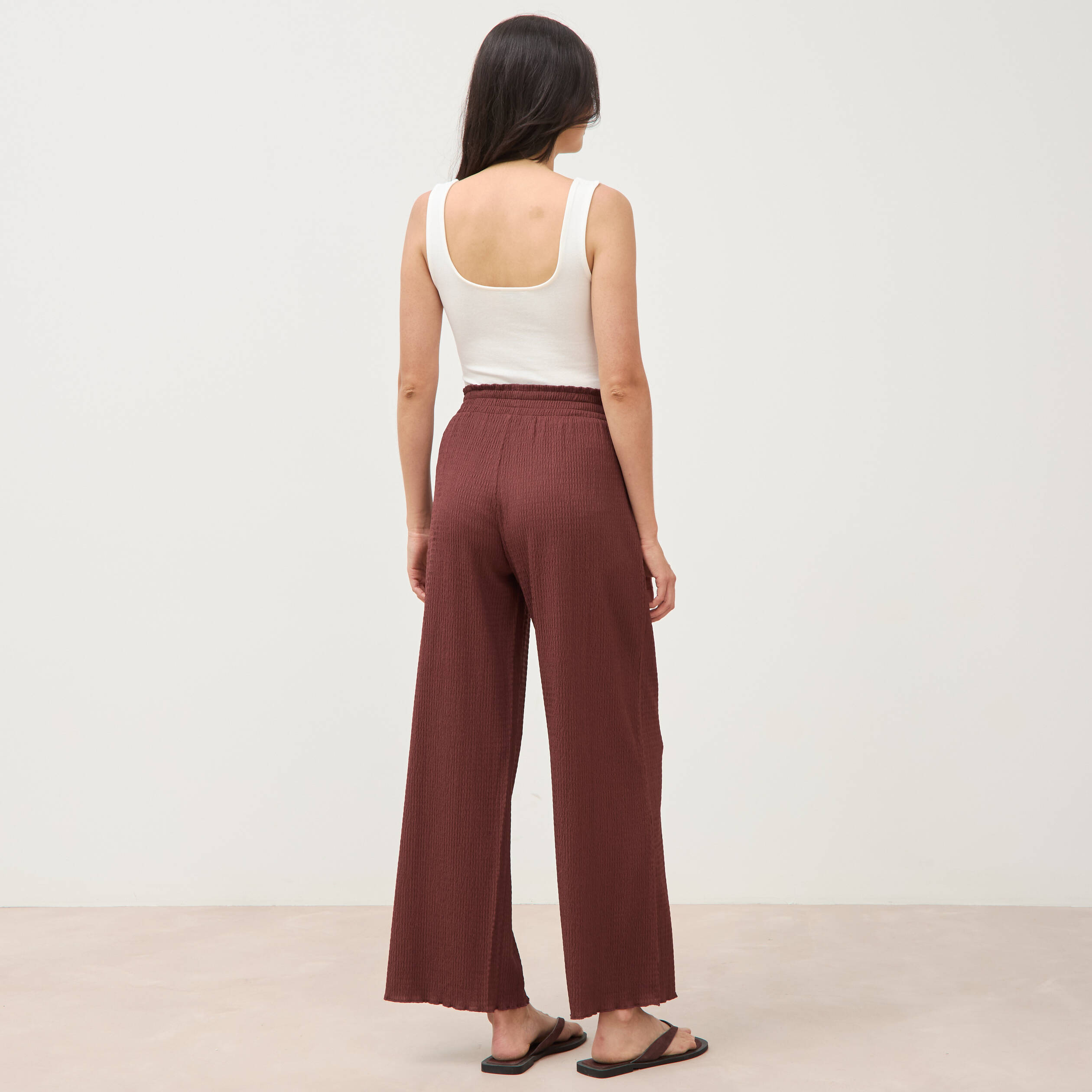 Pantalon loose avec ceinture marron cognac femme