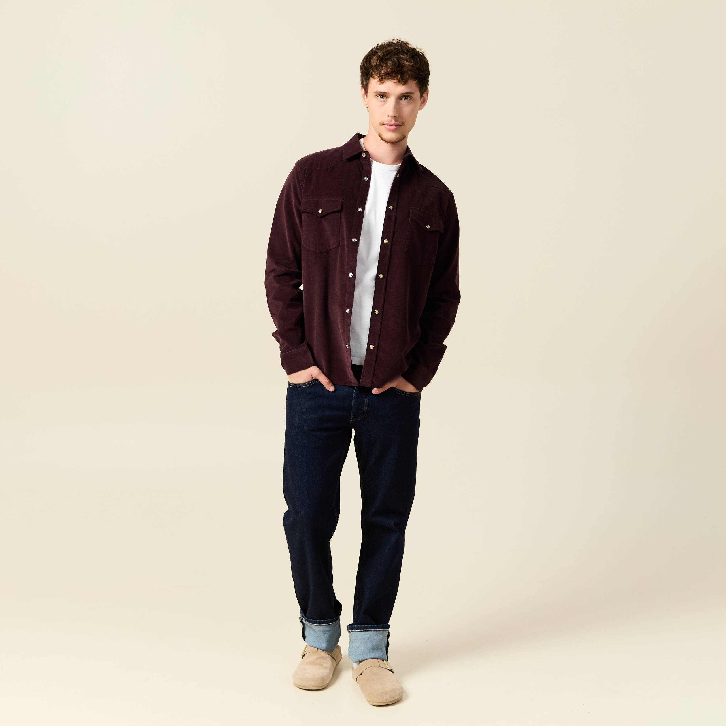 chemise col classique manches longues bordeaux homme Chemise col classique manches longues bordeaux homme
