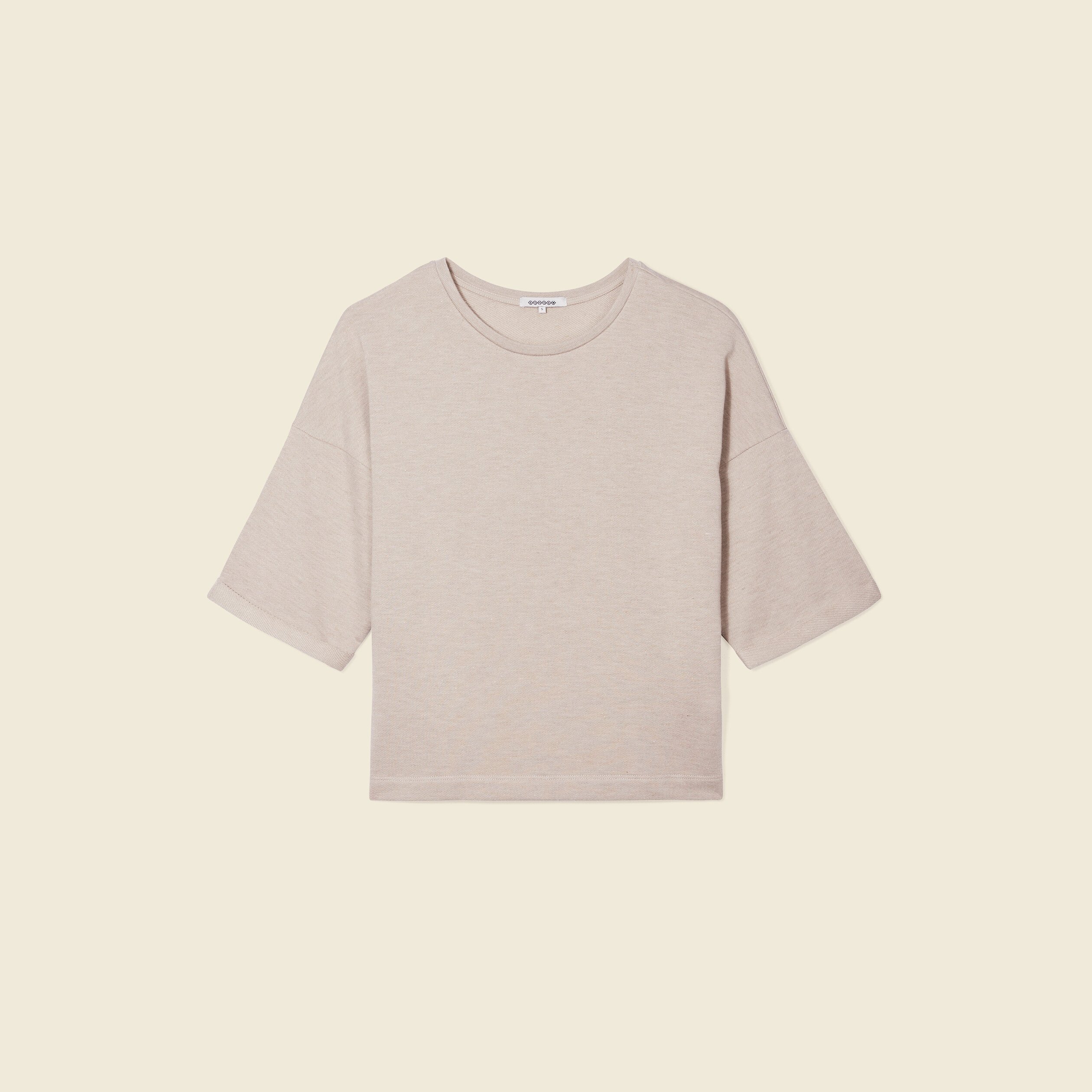 t shirt a manches courtes creme femme T-shirt à manches courtes creme femme