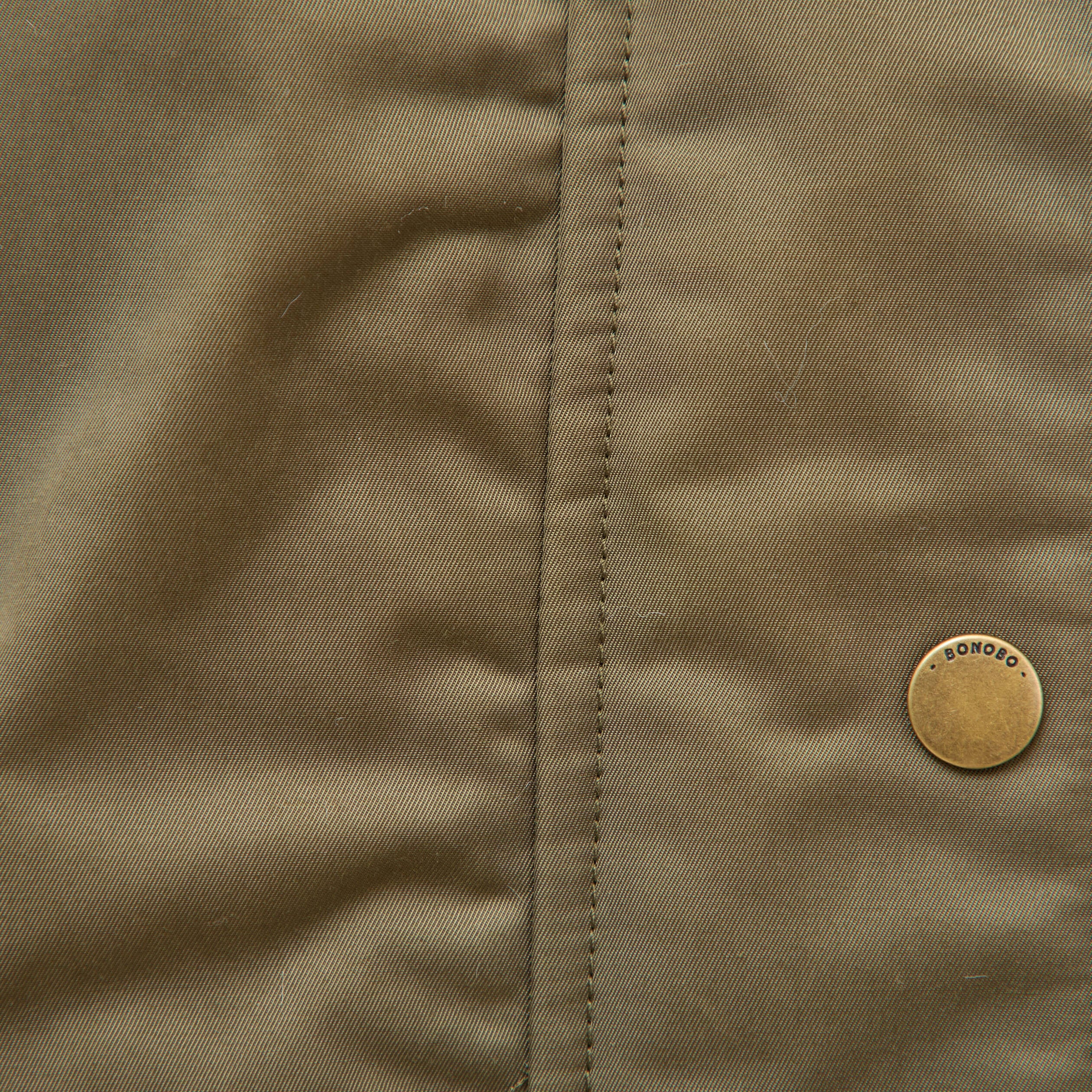 Parka oversize courte &agrave; capuche vert kaki femme