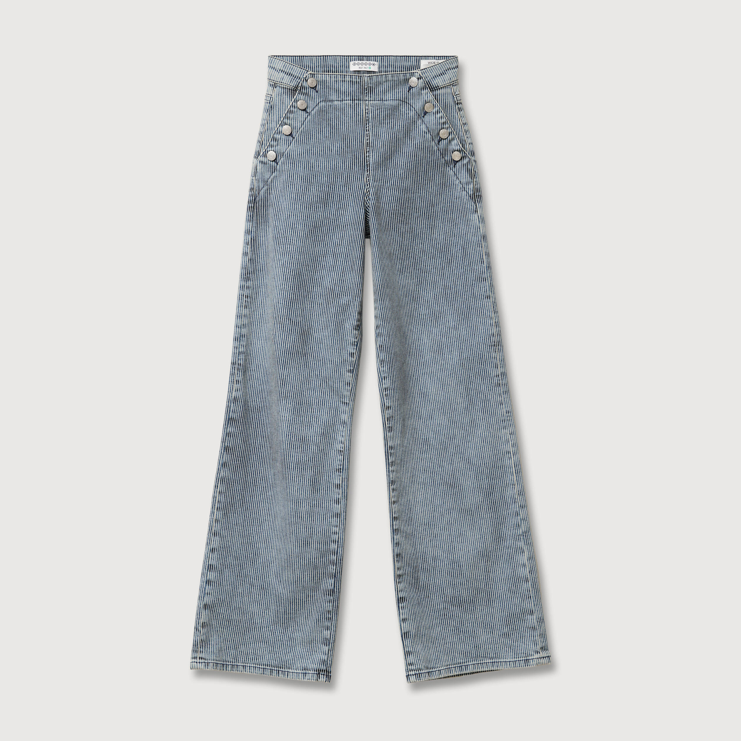 Pantalon large &agrave; pont taille haute denim used femme