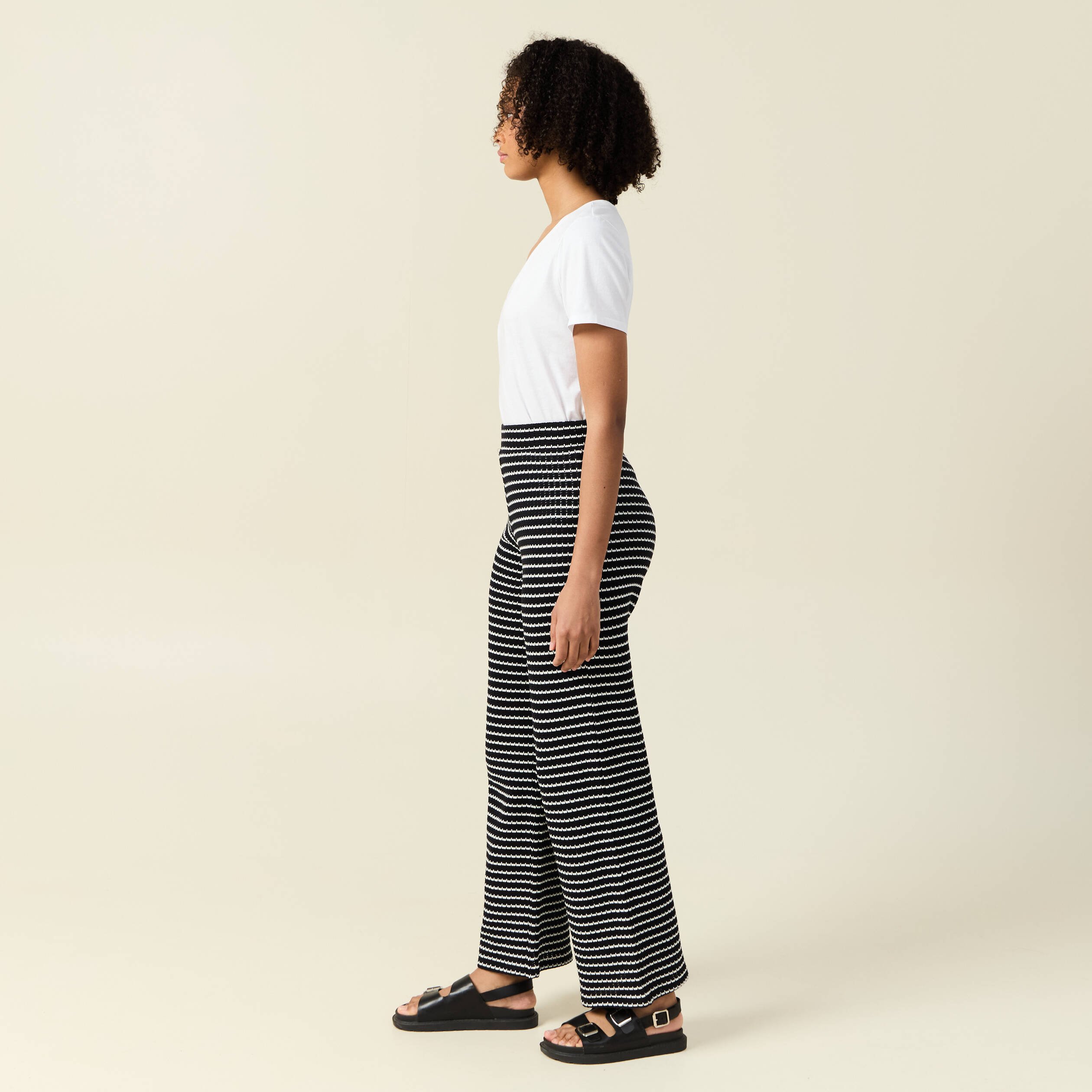 pantalon large en maille noir femme Pantalon large en maille noir femme