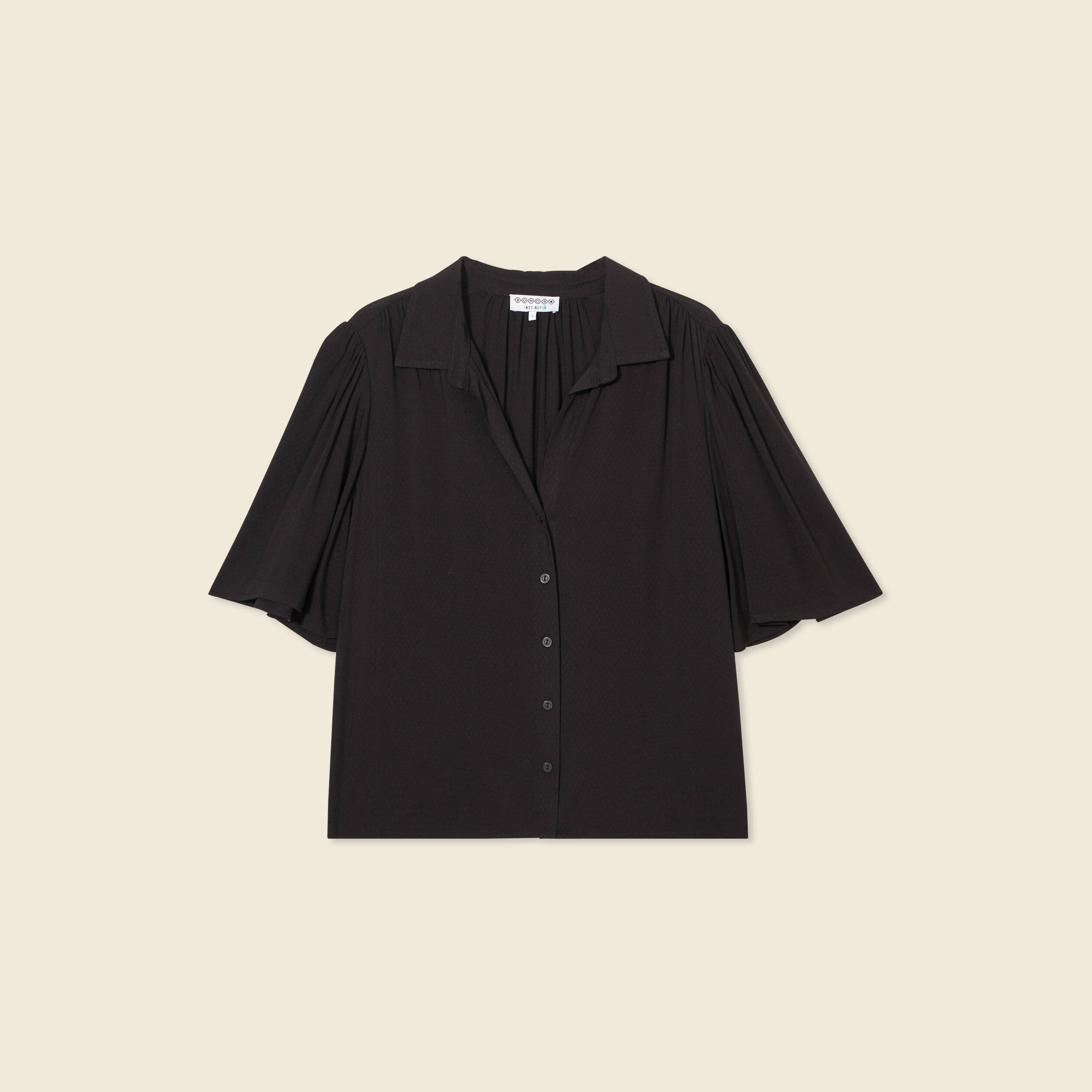 Chemise manches courtes noir femme