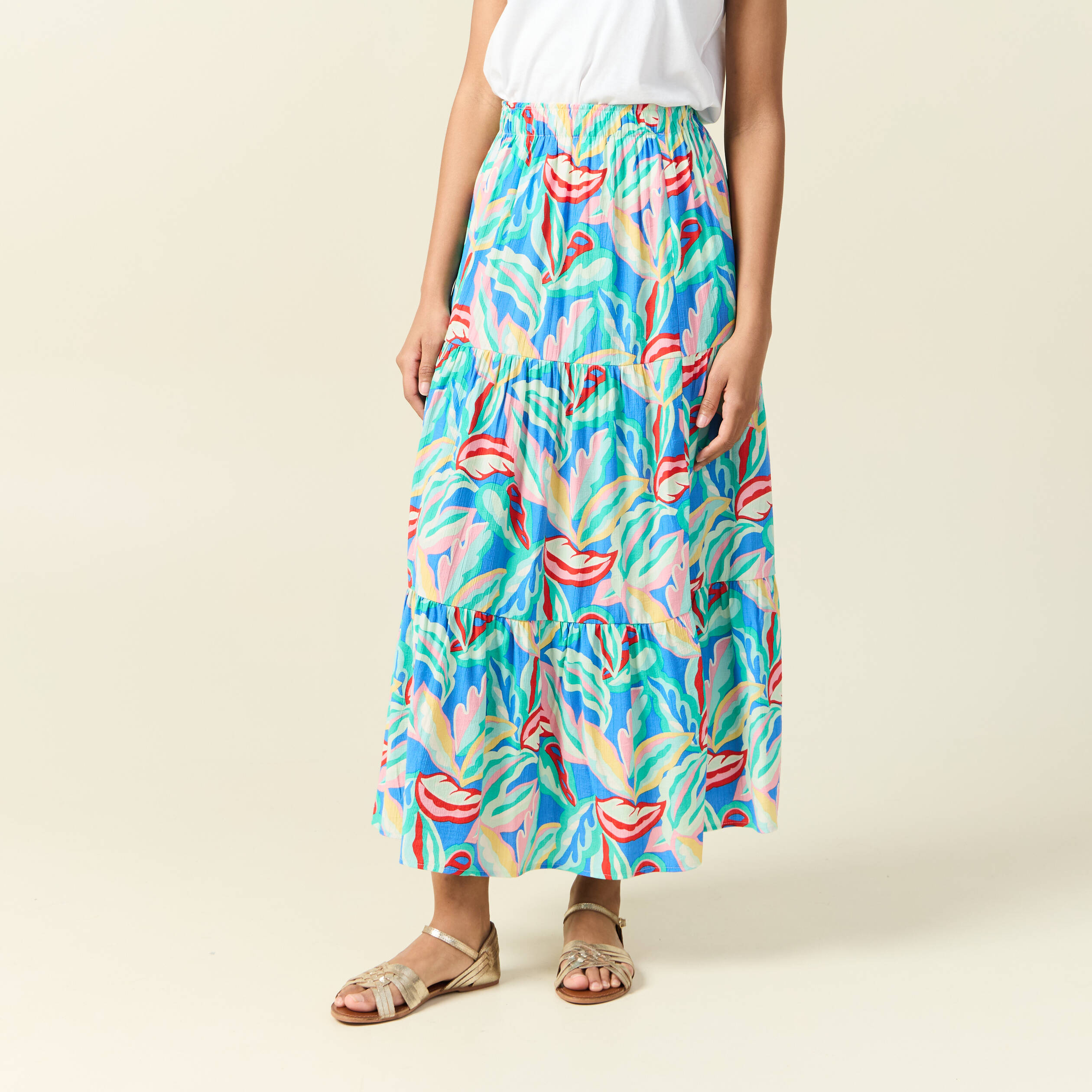 jupe longue evasee multicolore femme Jupe longue évasée multicolore femme