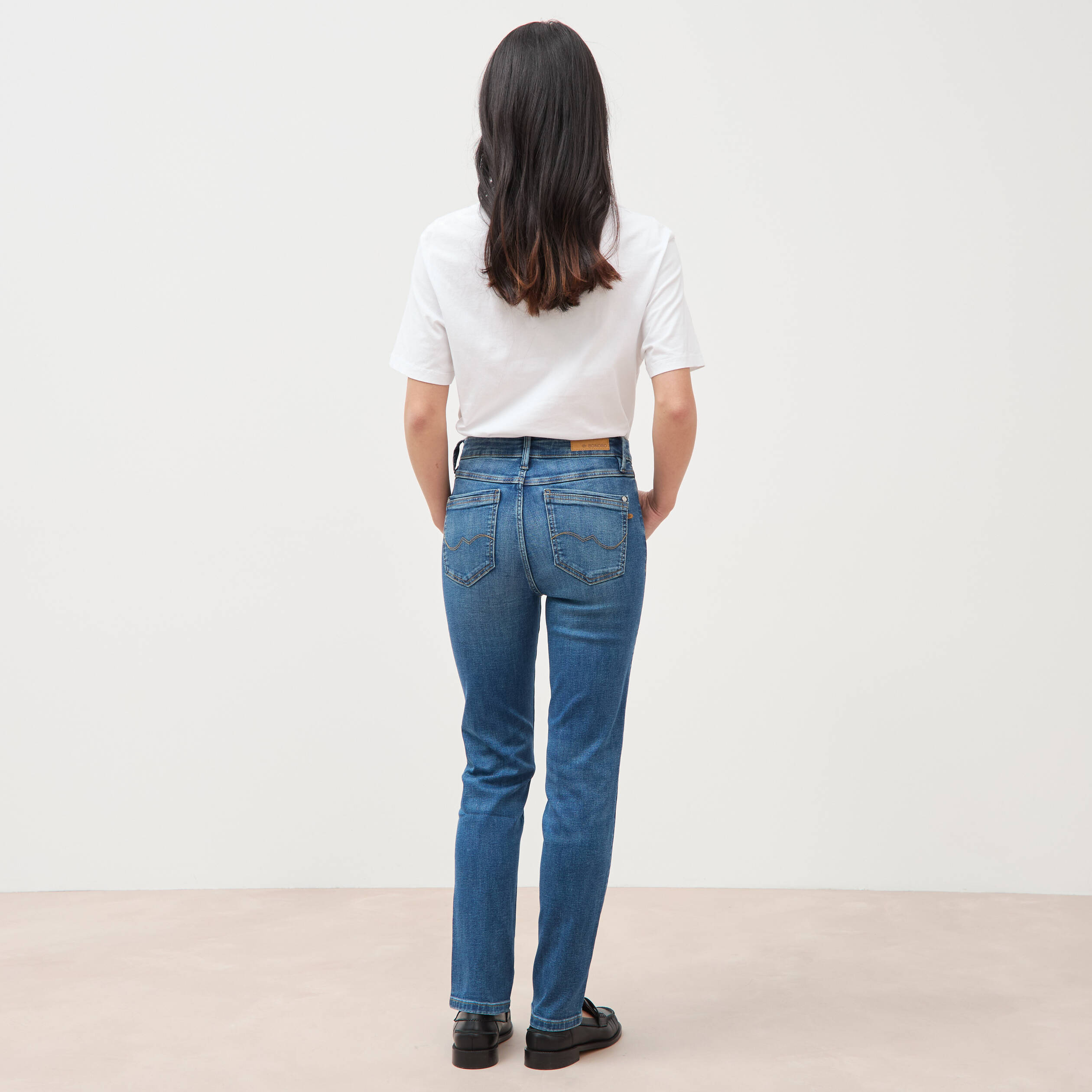 Jeans slim taille haute 7/8&egrave;me denim stone femme