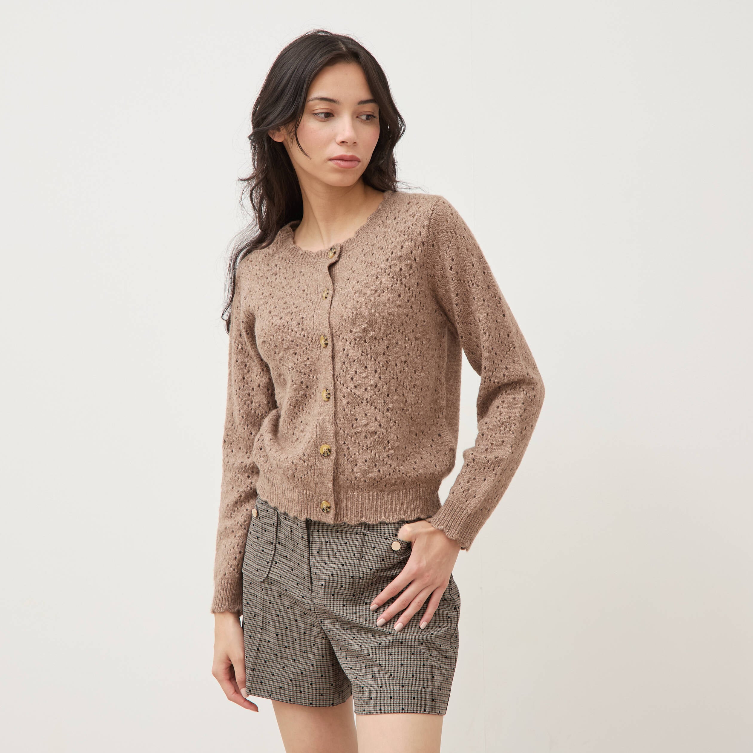 Short taille haute gris femme