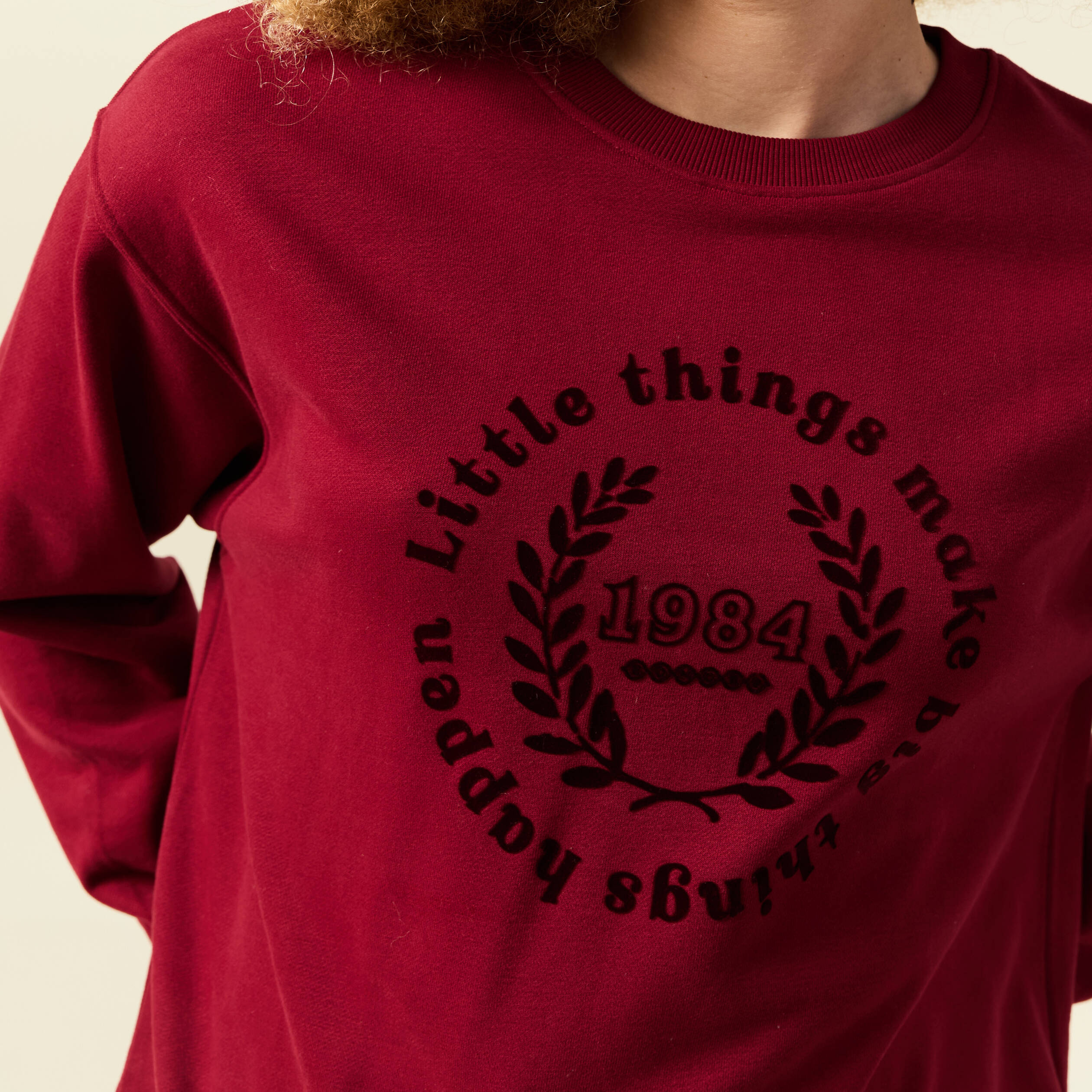 Sweat col rond manches longues rouge femme