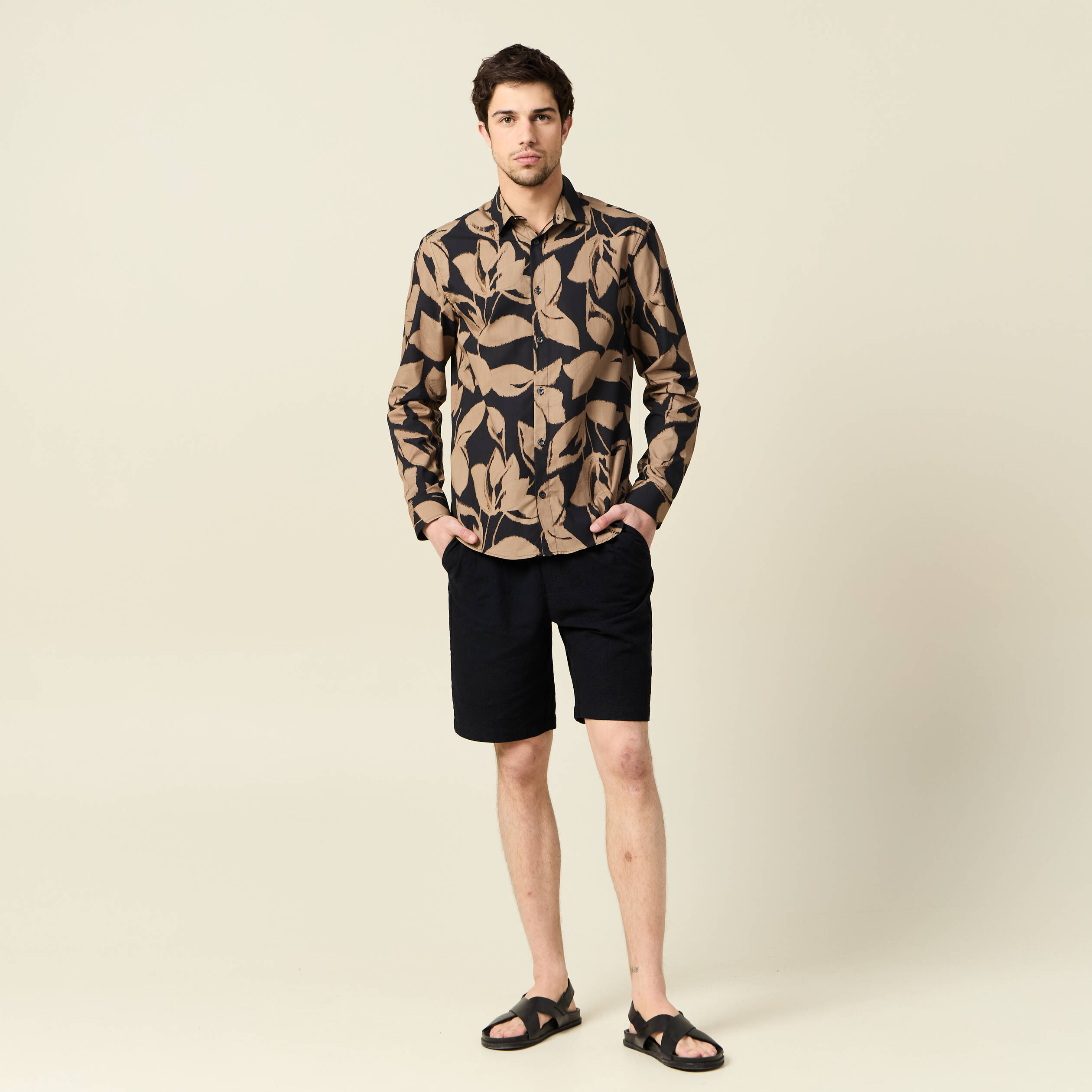 chemise manches longues marron homme Chemise manches longues marron homme