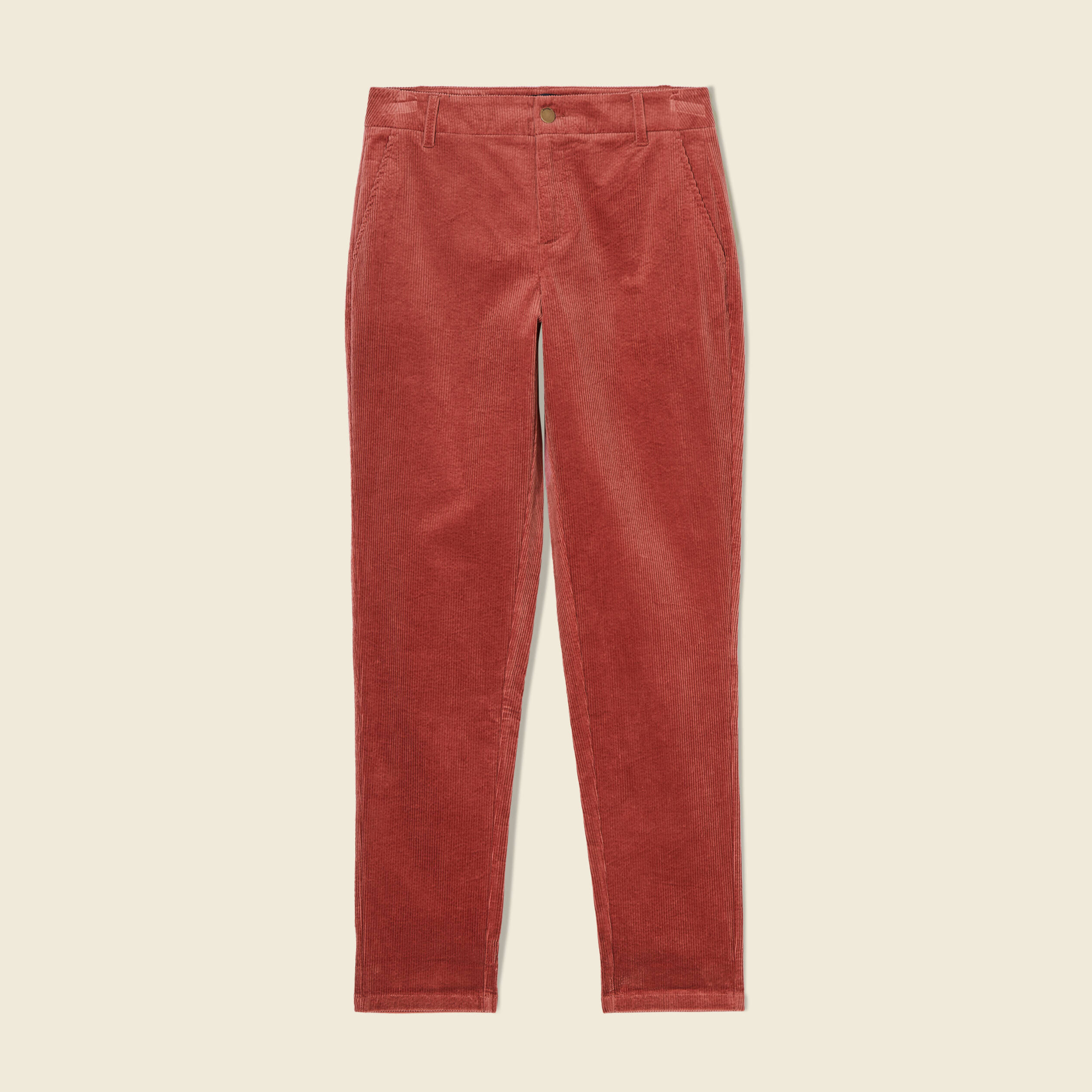Pantalon chino velours côtelé vieux rose femme