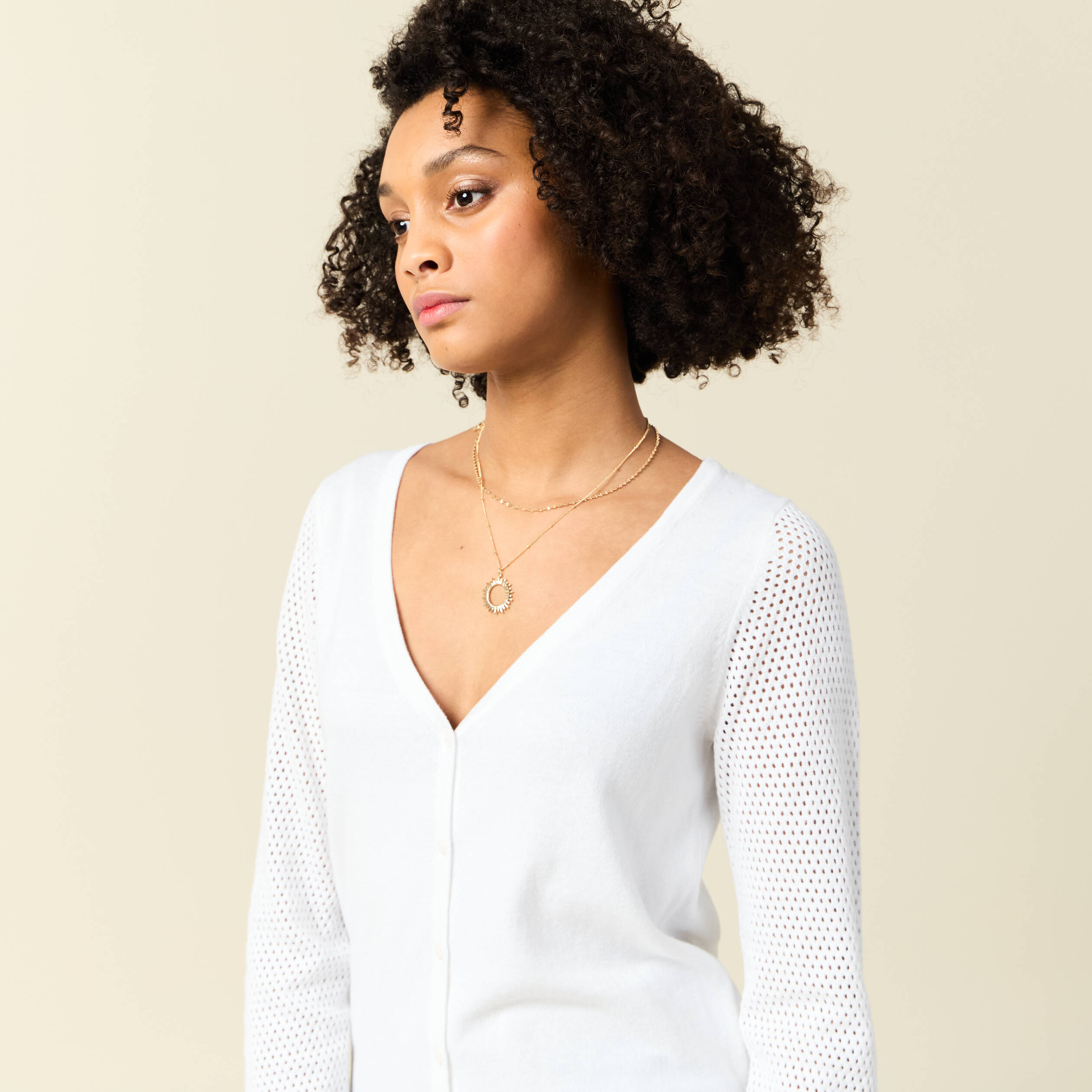 gilet manches longues boutonne blanc femme Gilet manches longues boutonné blanc femme