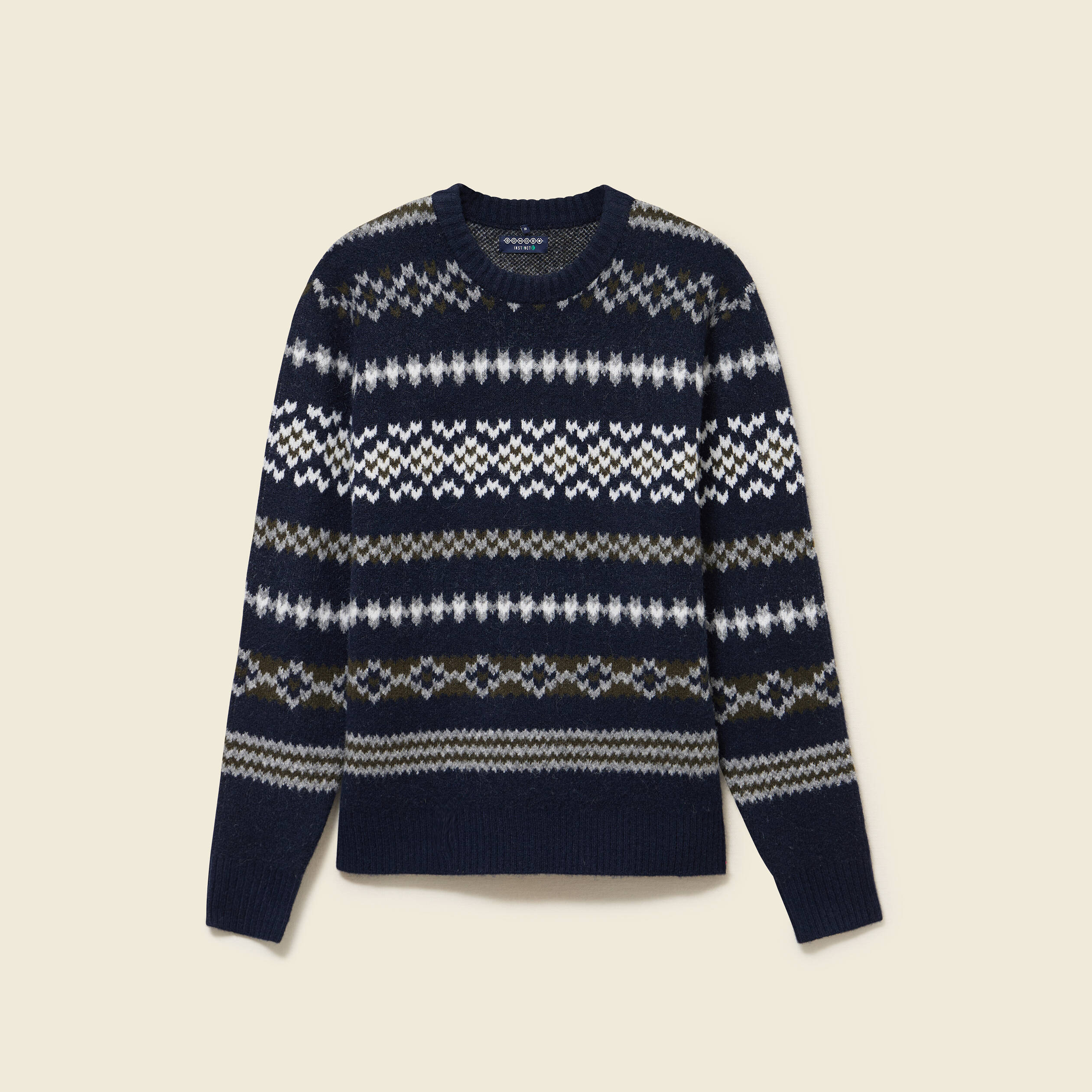 Pull manches longues col rond bleu marine homme