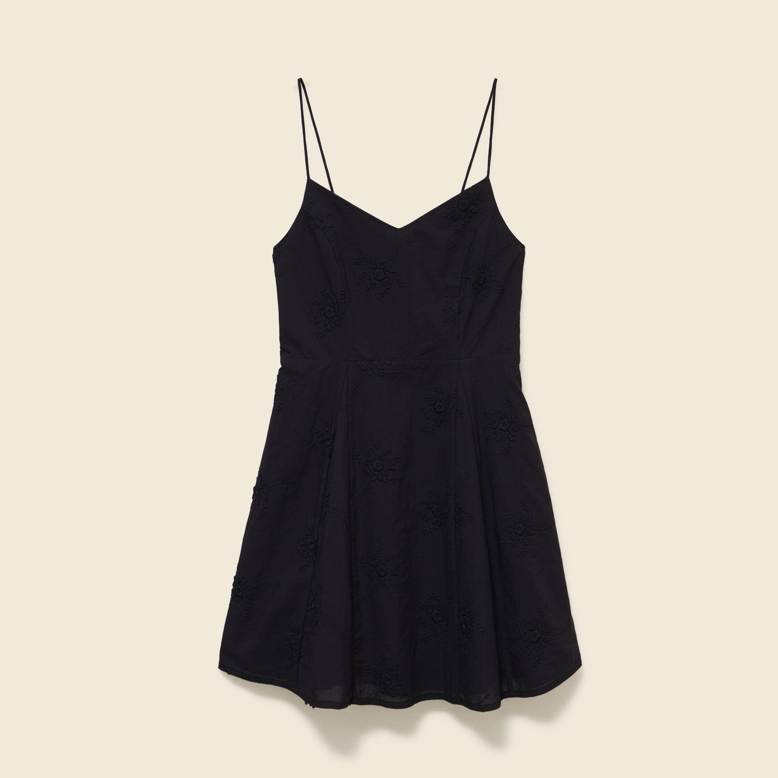 Robe col c&oelig;ur &agrave; bretelles en coton noir femme