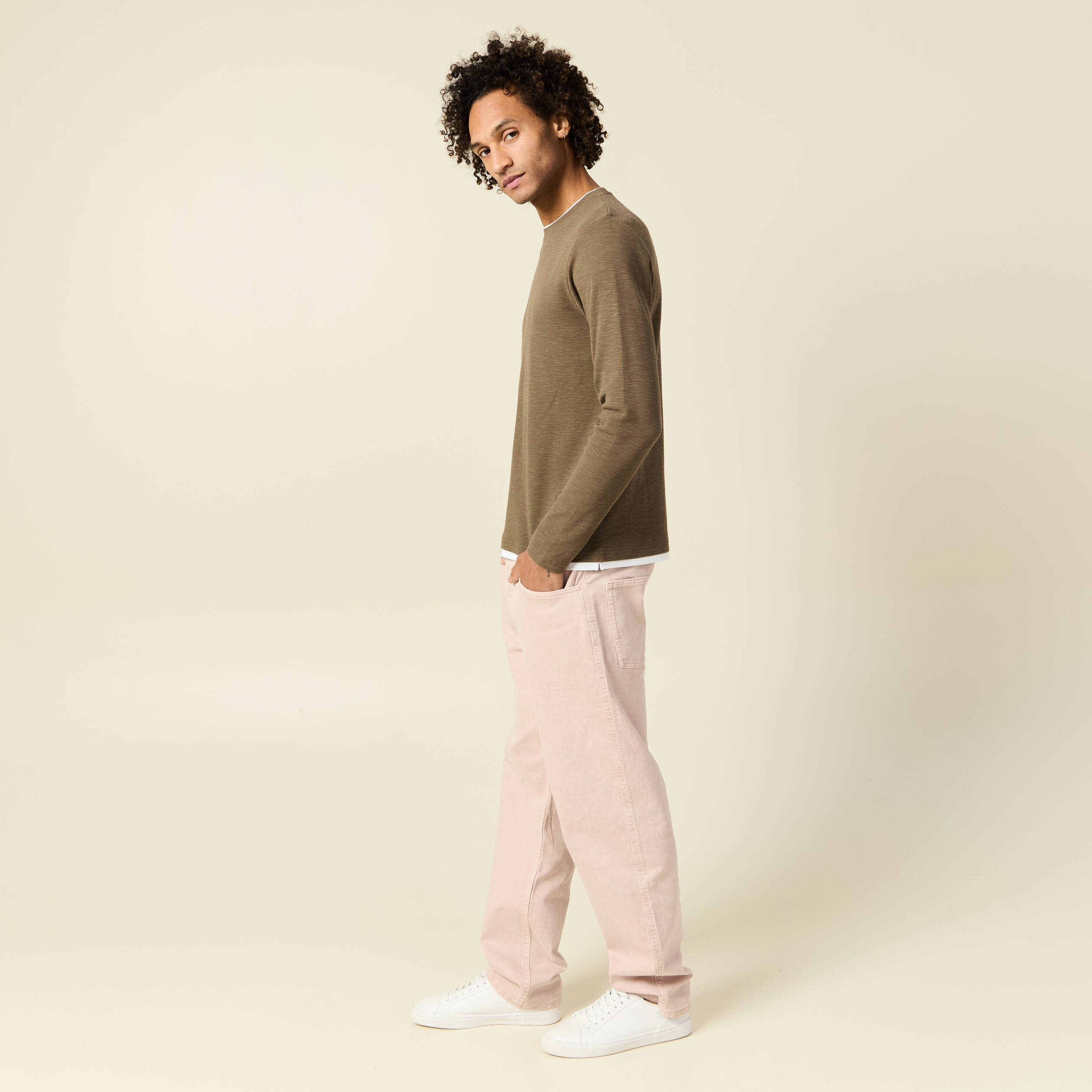 t shirt manches longues taupe homme T-shirt manches longues taupe homme