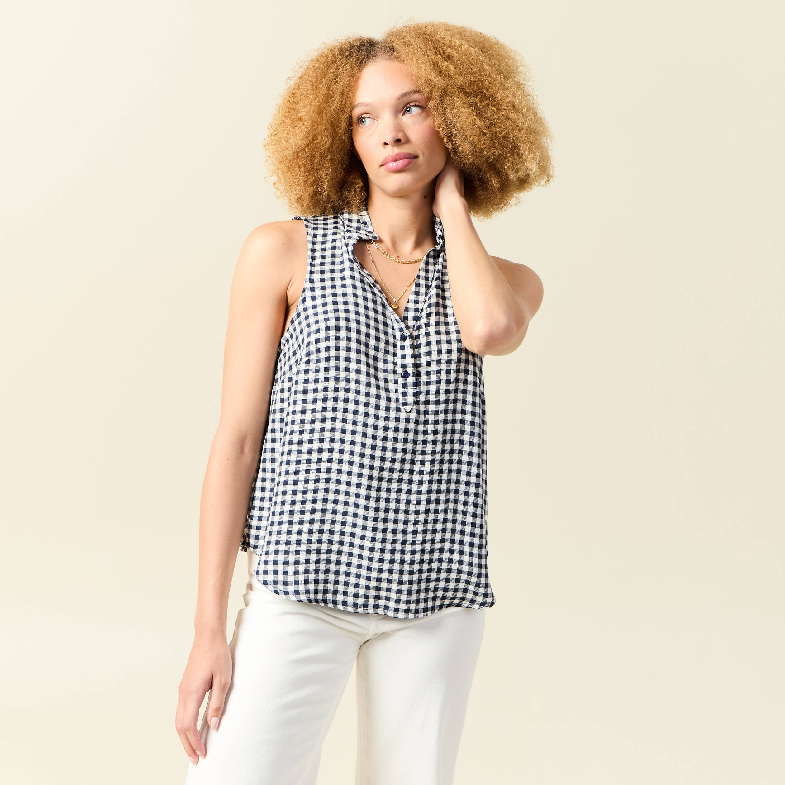 top sans manches fluide bleu marine femme Top sans manches fluide bleu marine femme