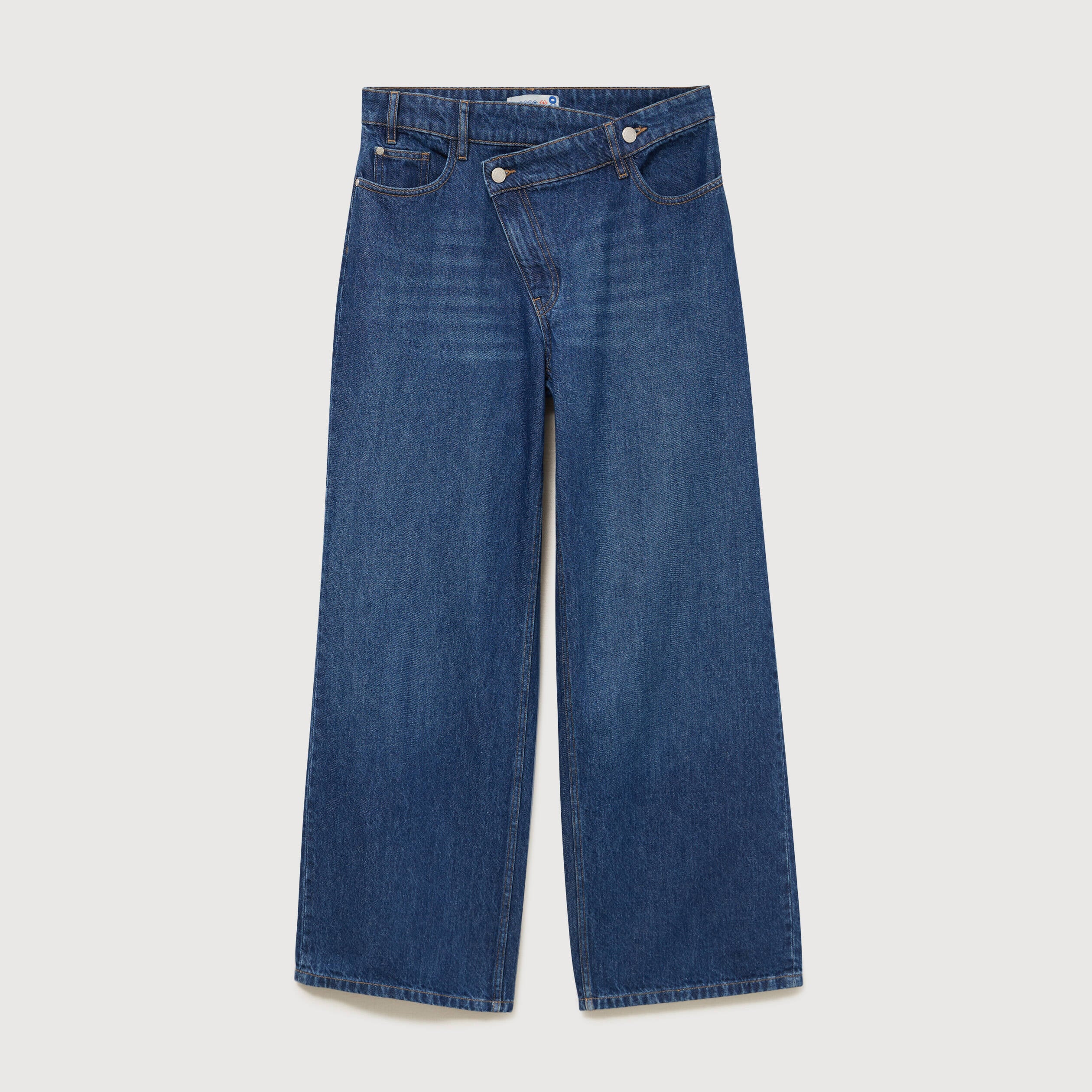 Jeans loose taille haute en coton denim stone femme
