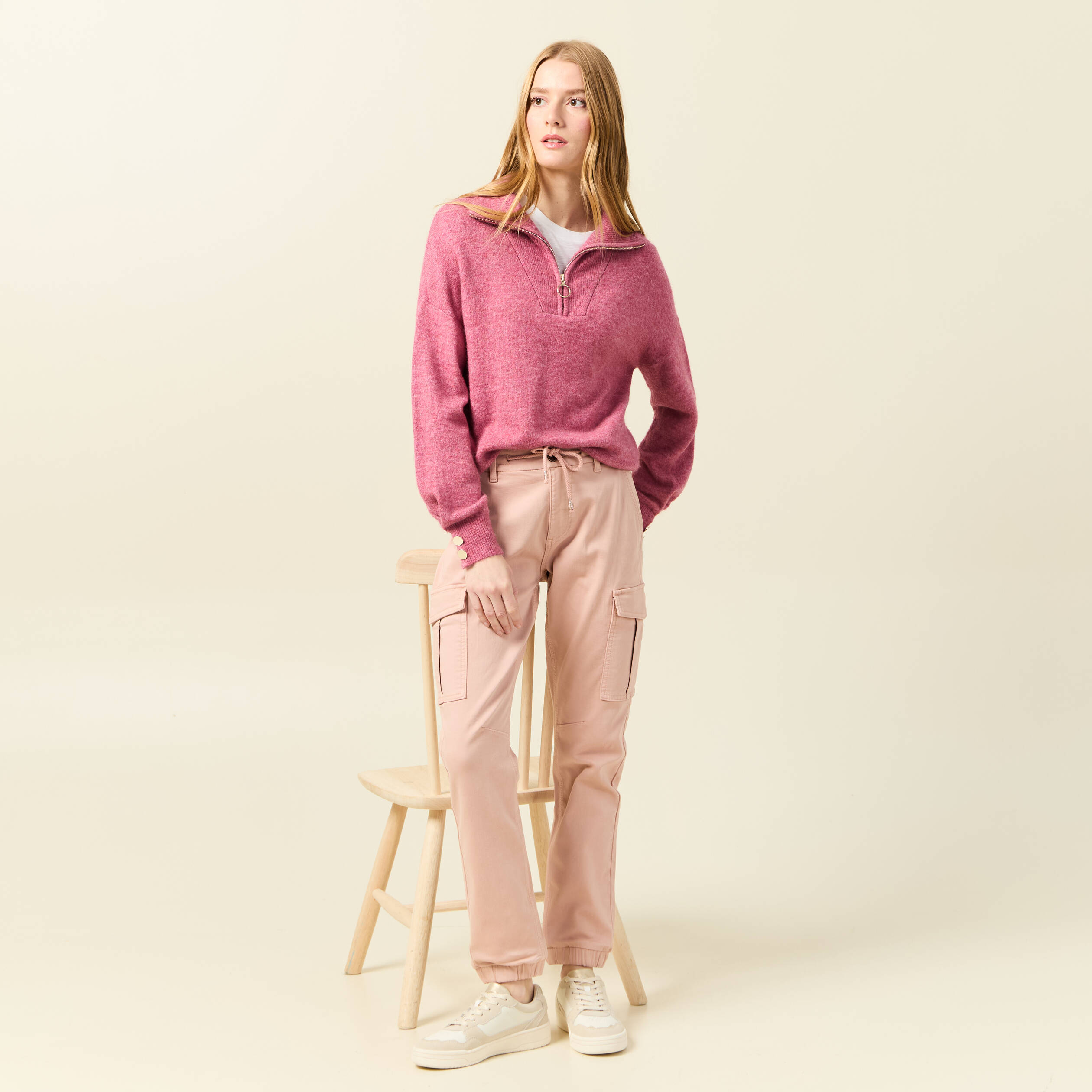 pantalon cargo battle 78eme vieux rose femme Pantalon cargo battle 7/8ème vieux rose femme