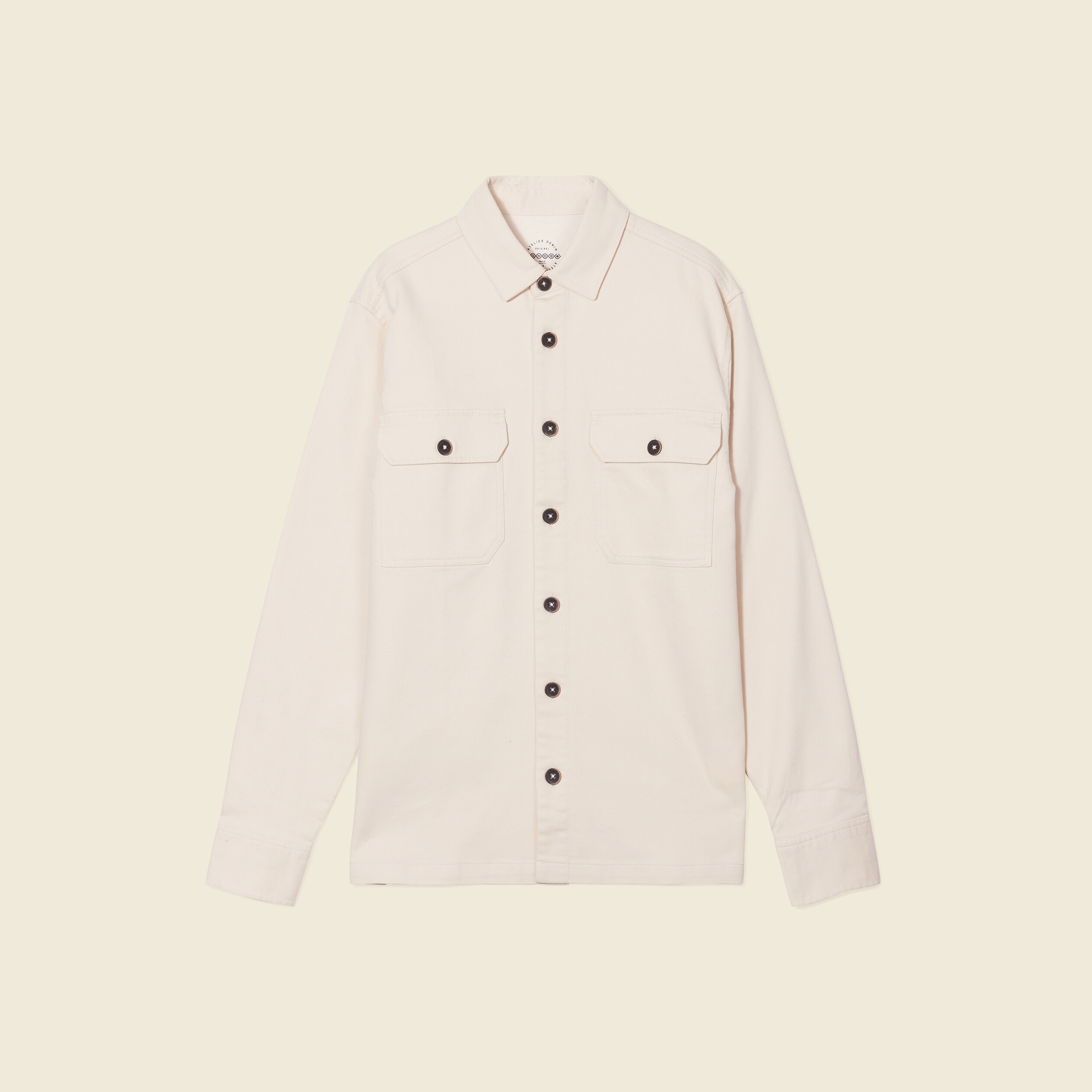 Surchemise manches longues beige homme