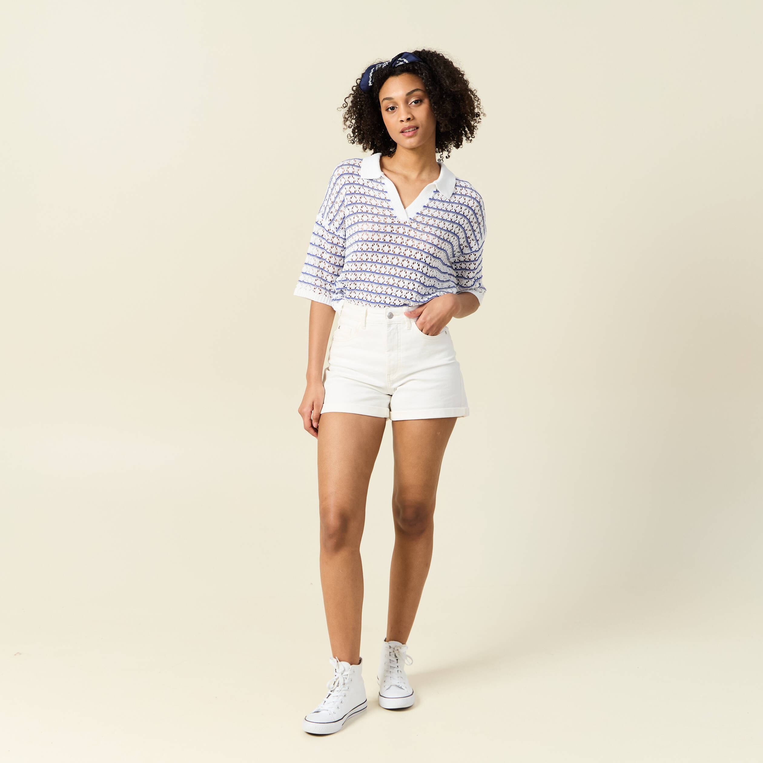 pull manches courtes col polo bleu electrique femme Pull manches courtes col polo bleu electrique femme