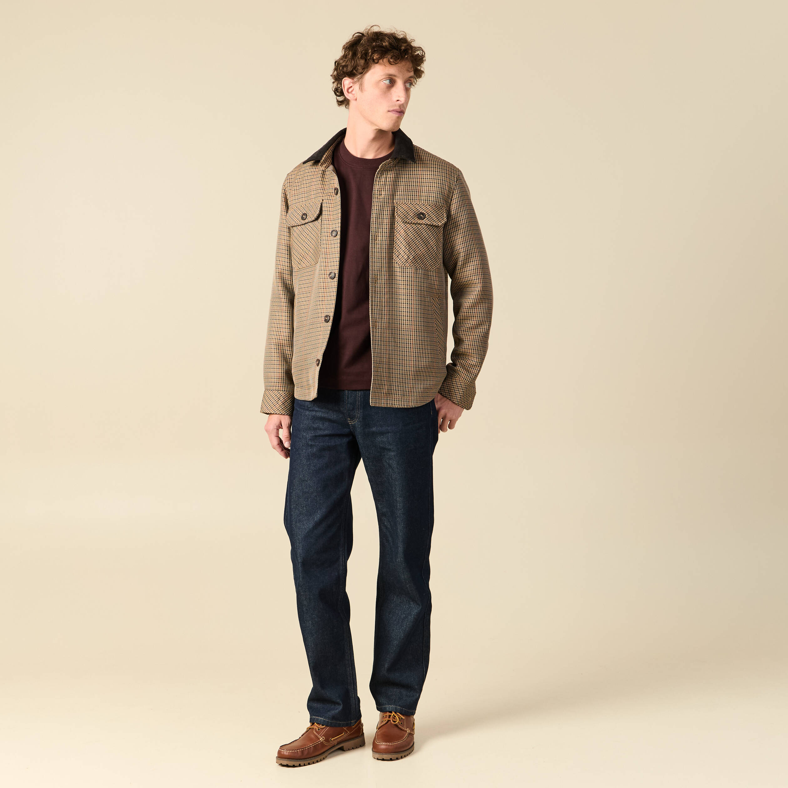 T-shirt en coton marron fonc&eacute; homme