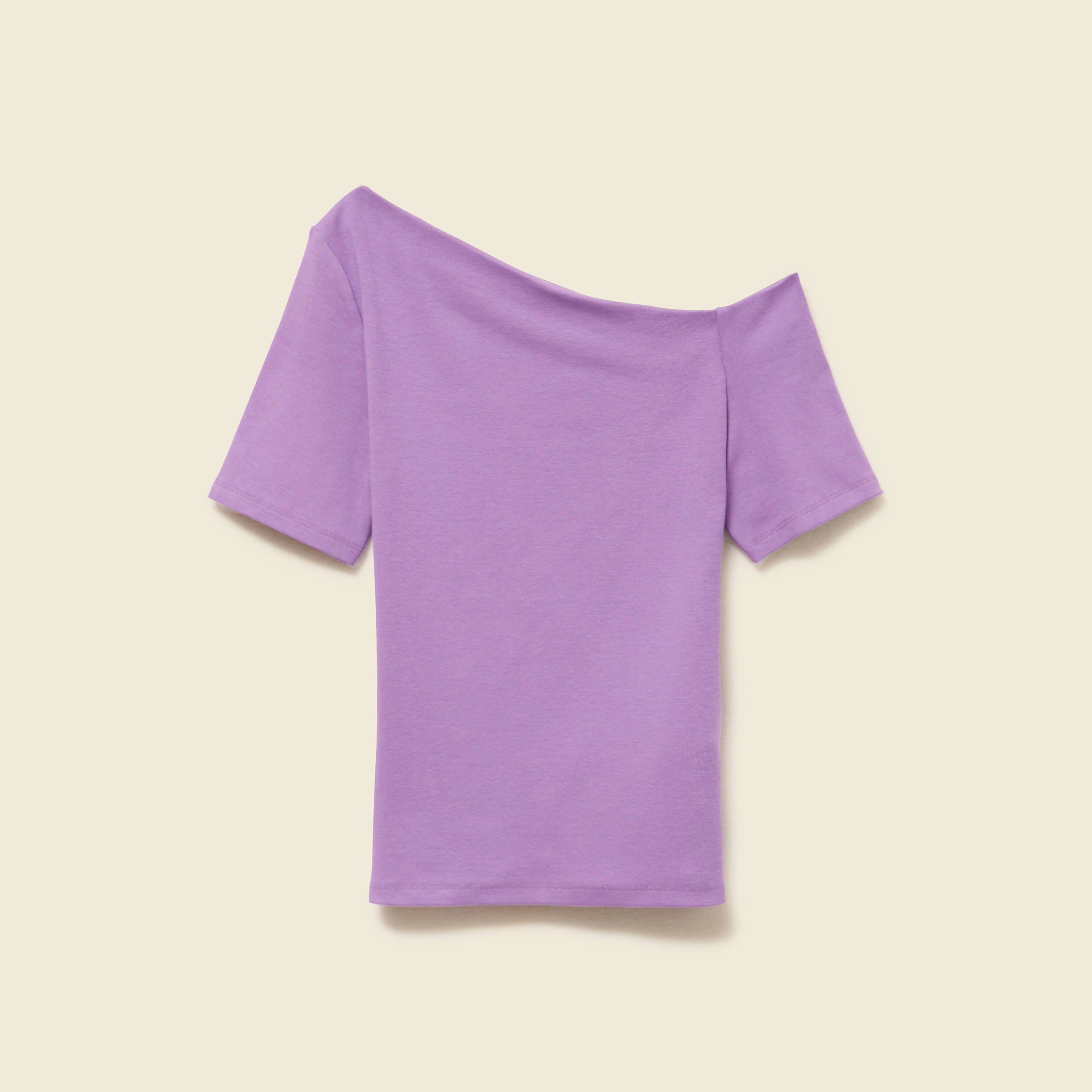 t shirt asymetrique manches courtes violet femme T-shirt asymétrique manches courtes violet femme