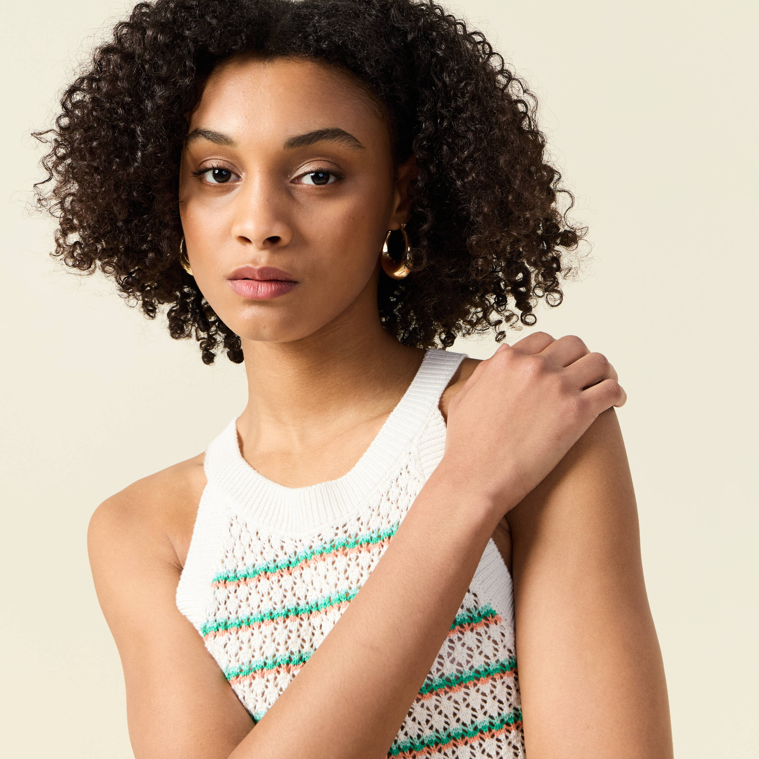 debardeur tricot ajoure blanc femme Débardeur tricot ajouré blanc femme