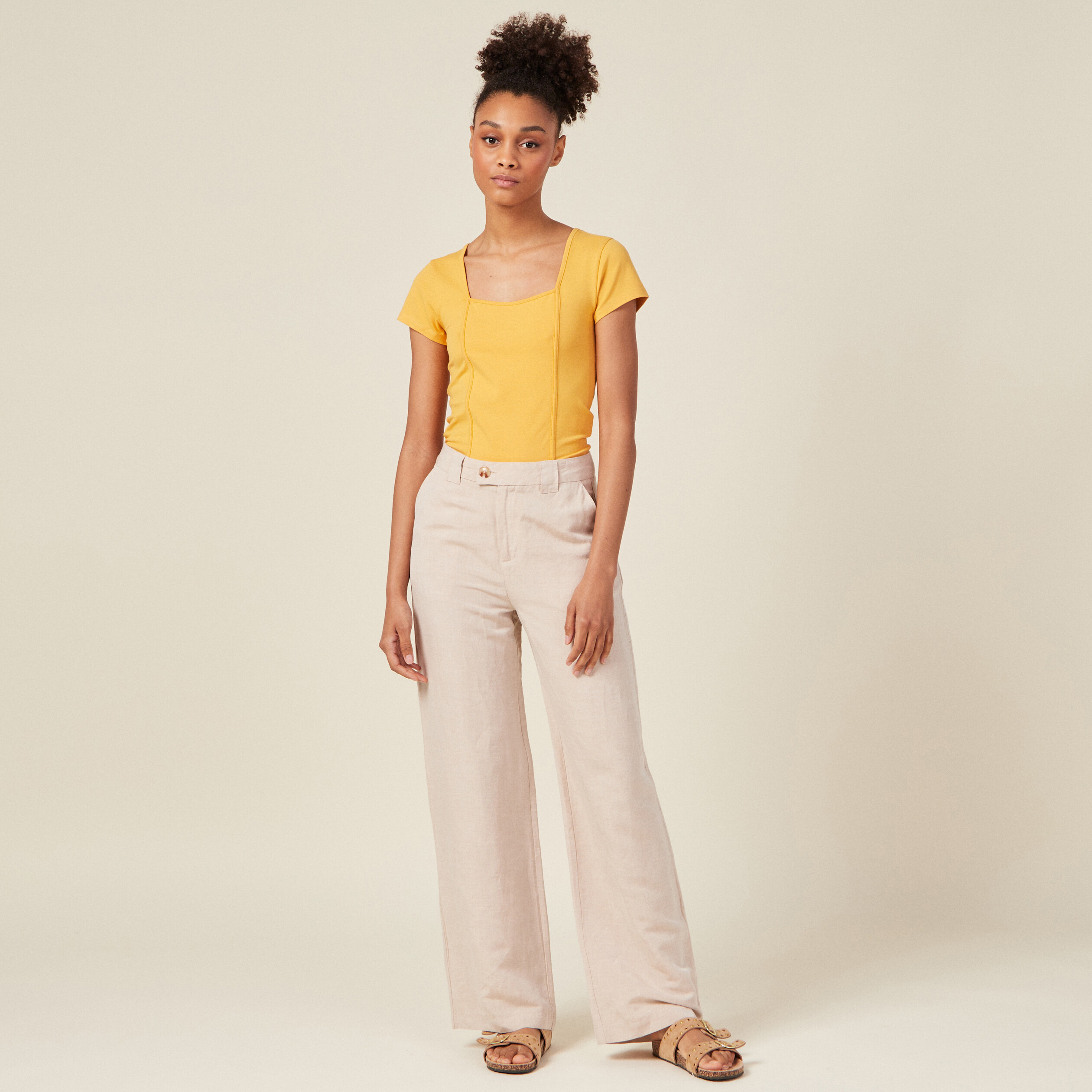 t shirt manches courtes jaune femme T-shirt manches courtes jaune femme