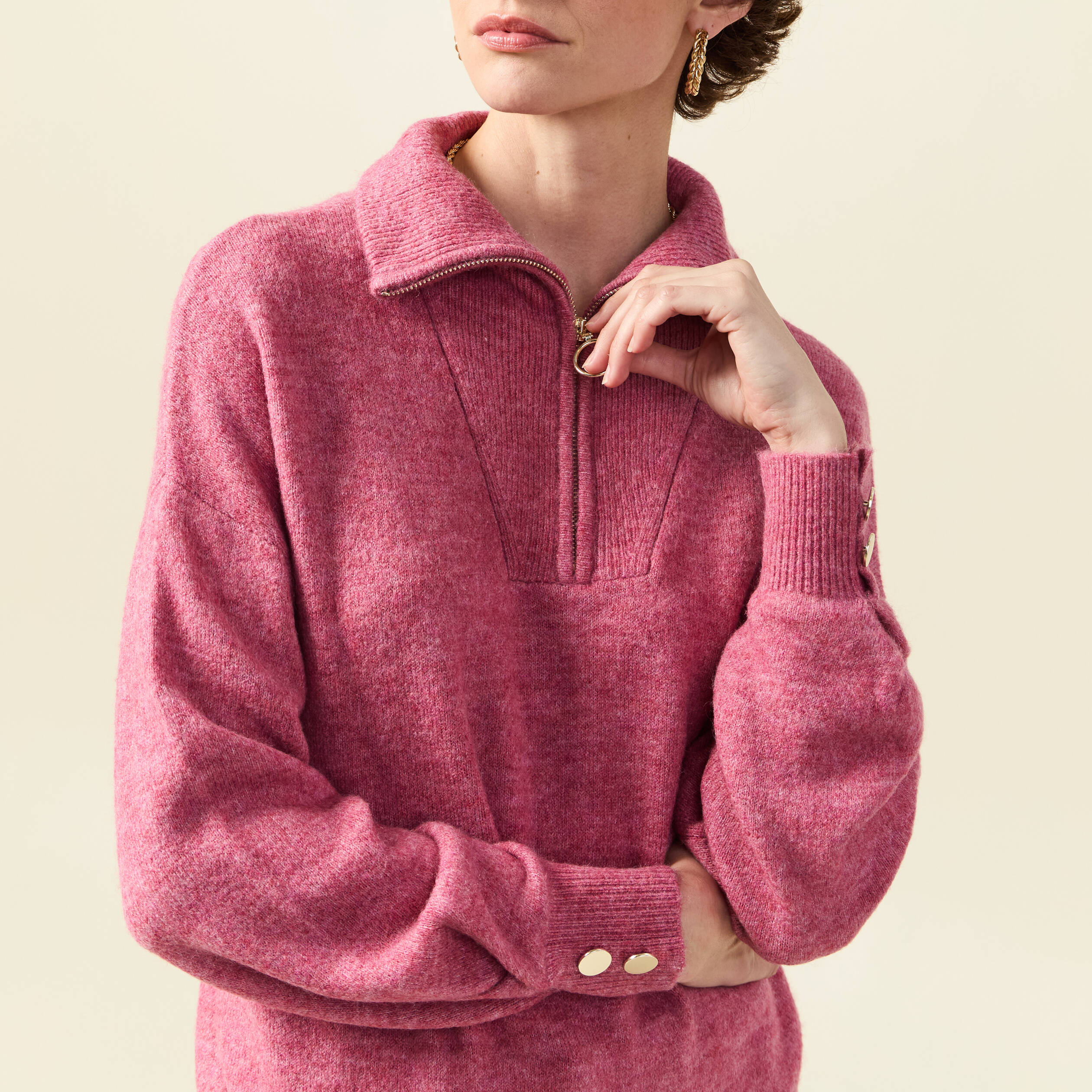 Bonobo Basket Rose Femme Pull éco-responsable Vieux Rose Femme Bonobo